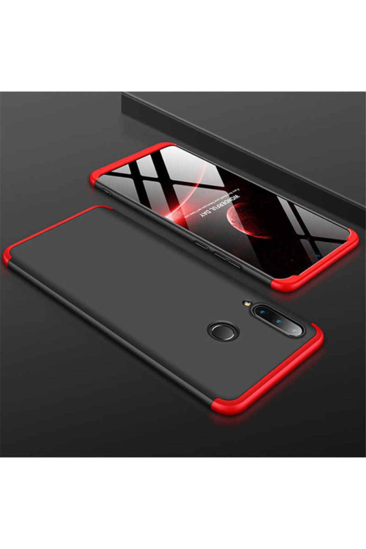 Nezih Case Huawei P30 Lite Sert Silikon Kılıf (mat Görünüm Ultra Ince) Siyah/kırmızı