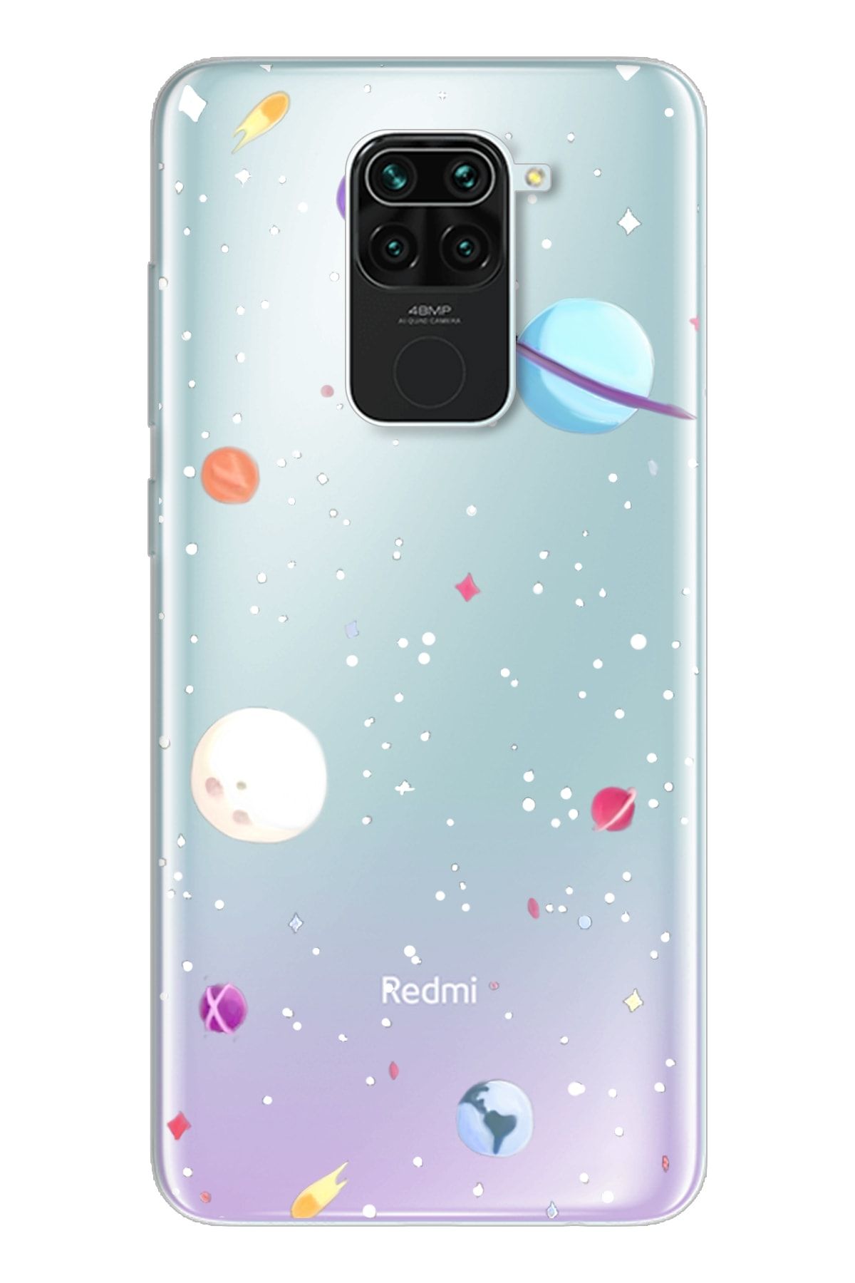Spoyi Gezegenler Tasarımlı Süper Şeffaf Silikon Telefon Kılıfı Xiomai Redmi Note 9