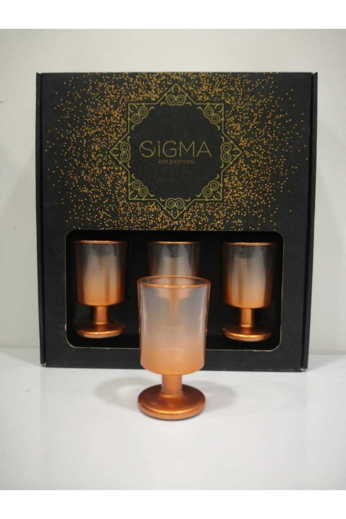 SIGMA GLASS Ithal Ayaklı 6 Lı Kahve Yanı Bardak Bakır