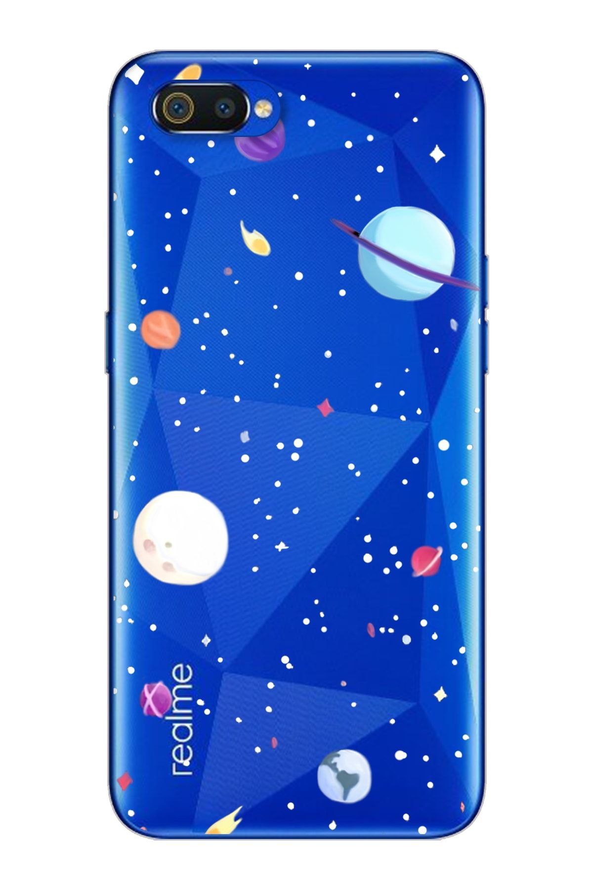 Spoyi Gezegenler Tasarımlı Süper Şeffaf Silikon Telefon Kılıfı Oppo Realmi C2