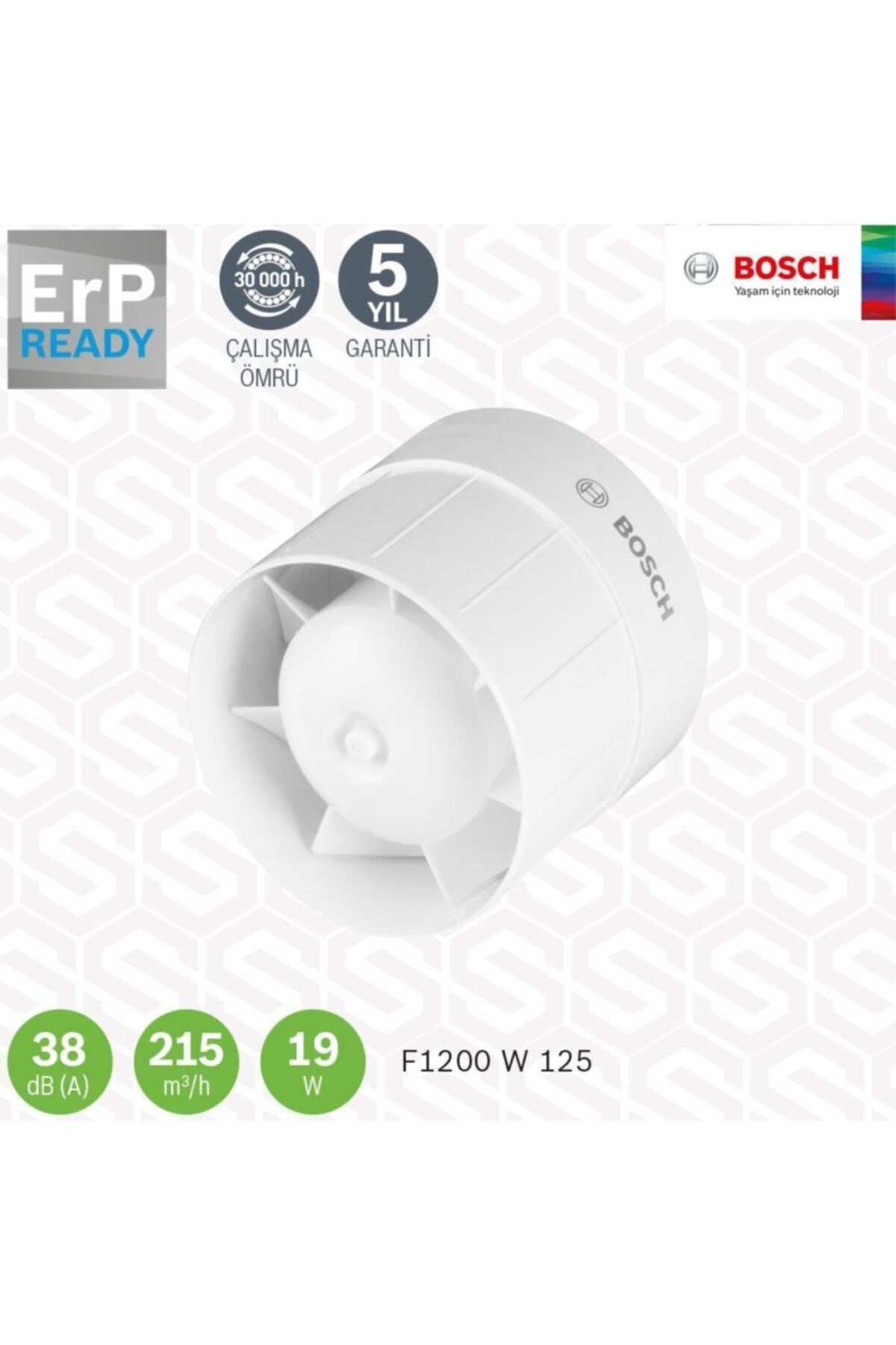 Bosch Kanal Tipi Fan (38db-a) - F1200 D 125 / 215 M3/h