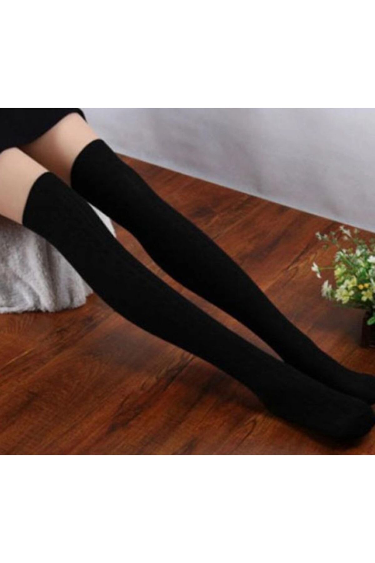 Nishstyle Siyah Renk Dizüstü Uzun Boy Koton Kadın Çorap