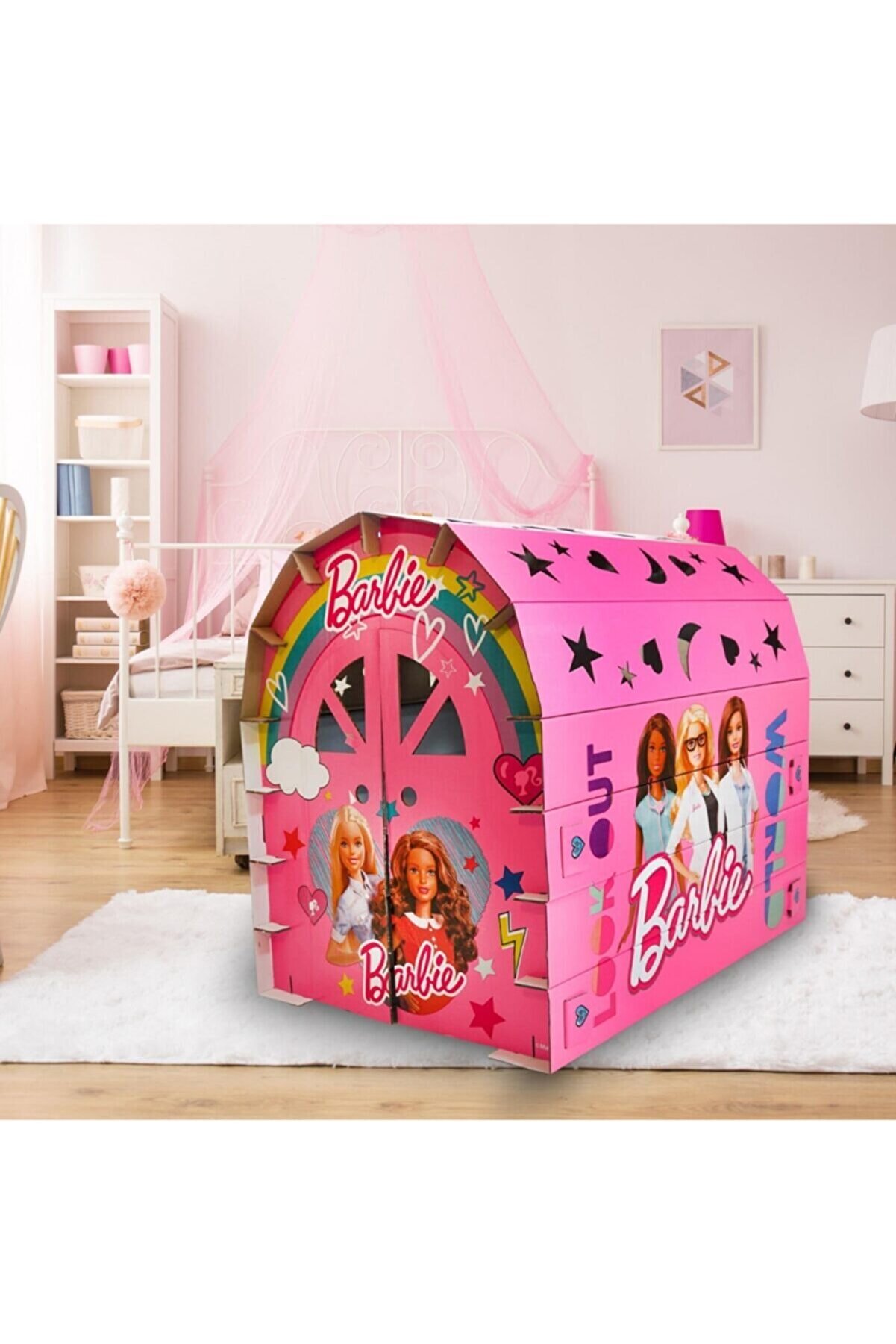 Barbie 16 Parça Oyun Evi Çocuk Oyun Evi 16 Parça Karton Oyun Evi Origamitoybox Oyun Evi