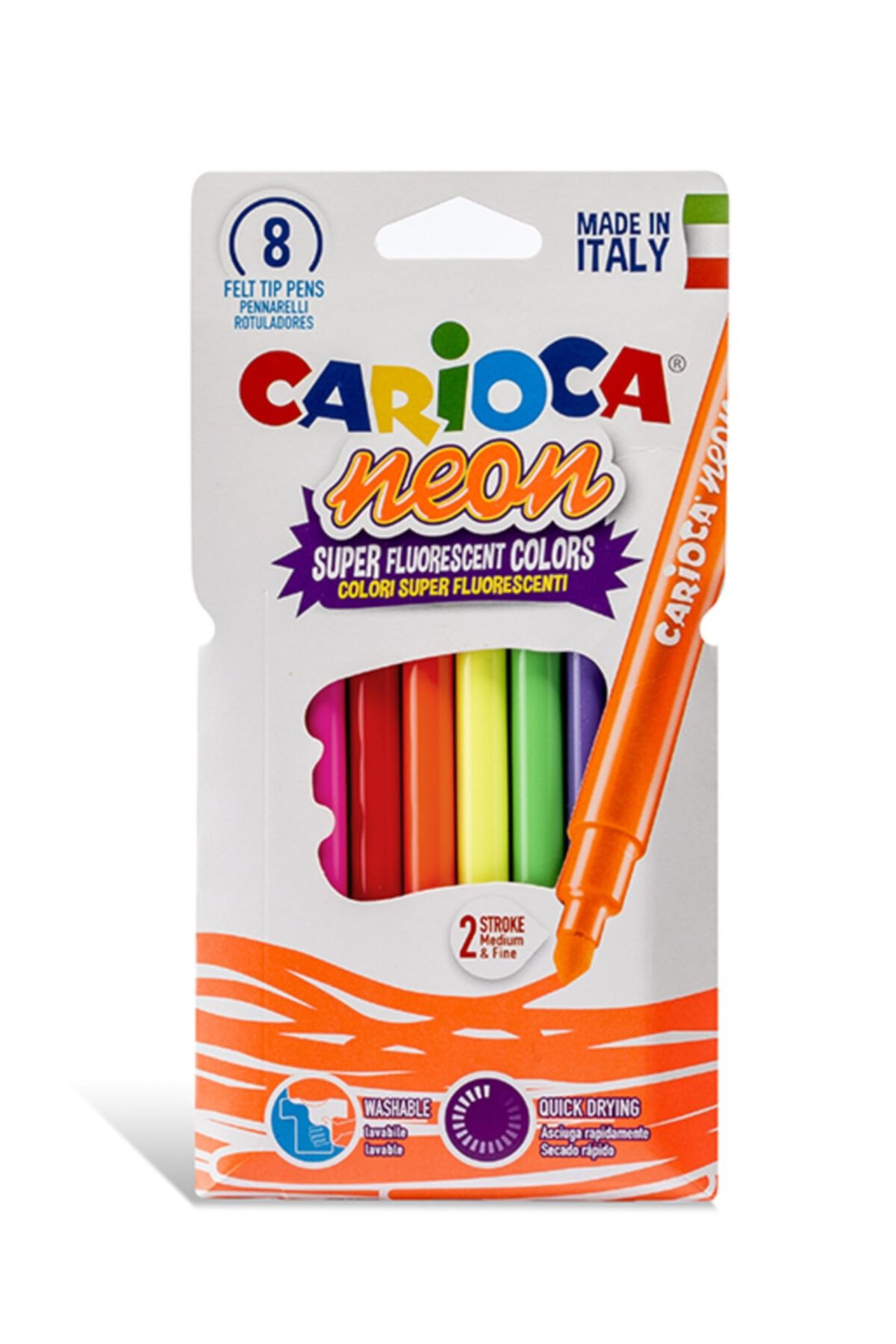 Carioca Neon Süper 8 Renk Keçeli Boya Kalemleri