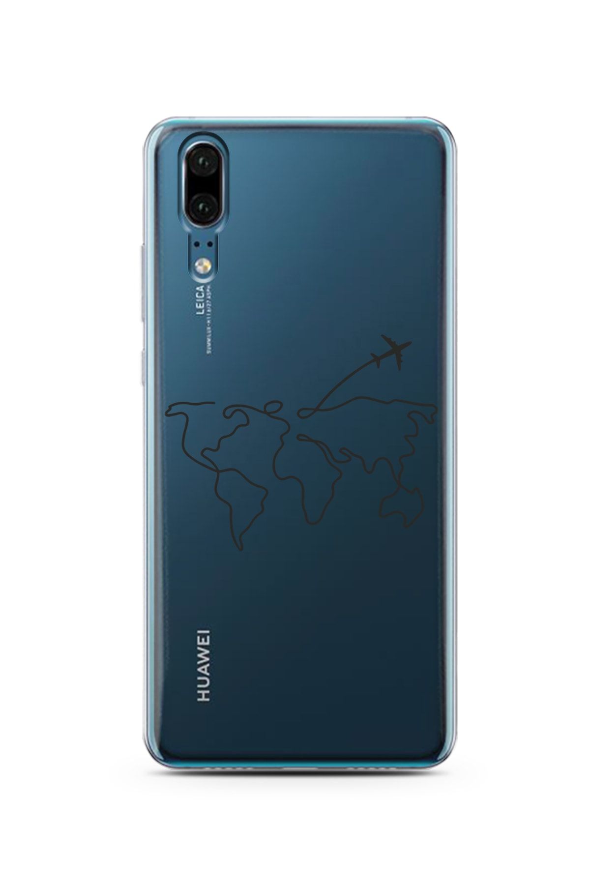 Spoyi Çizgi Harita Tasarımlı Süper Şeffaf Silikon Huawei P20 Telefon Kılıfı