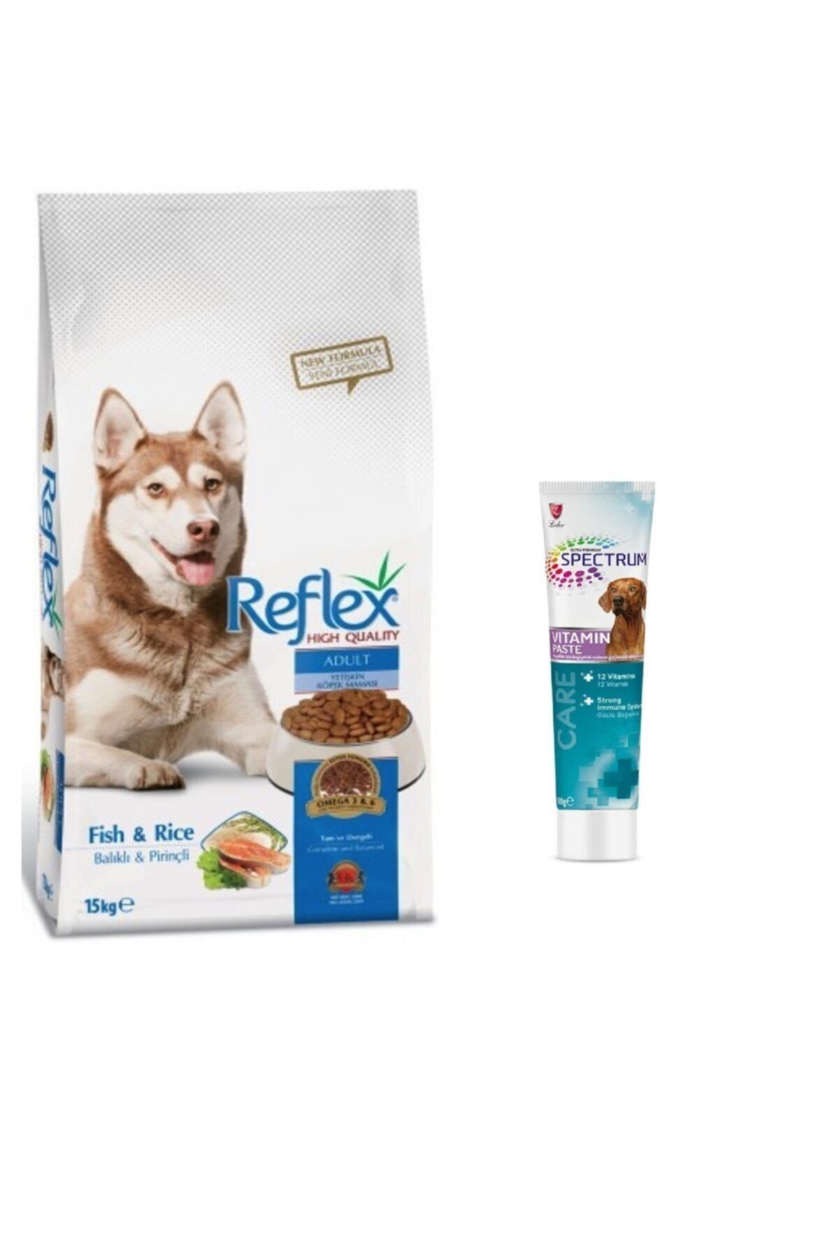Reflex Balıklı & Pirinçli Yetişkin Köpek Maması 15 Kg + Spectrum Multivitamin