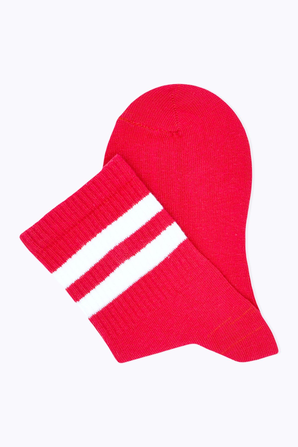 Socks Academy Beyaz Çizgili Kırmızı Çorap