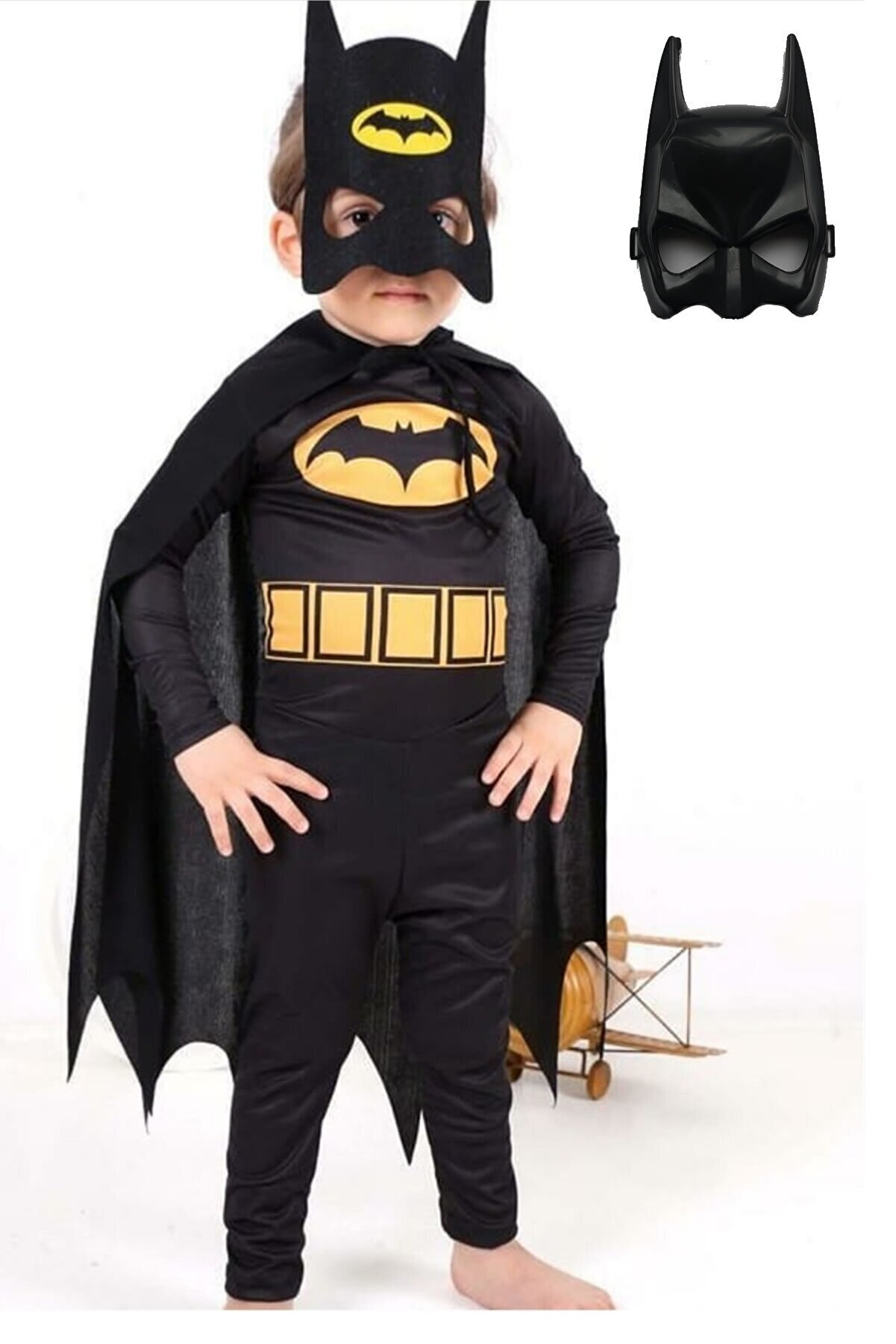 Zeki Karga 3-4 Yaş Batman Çocuk Kostümü Maskeli - Pelerinli Ve 2 Adet Maskeli