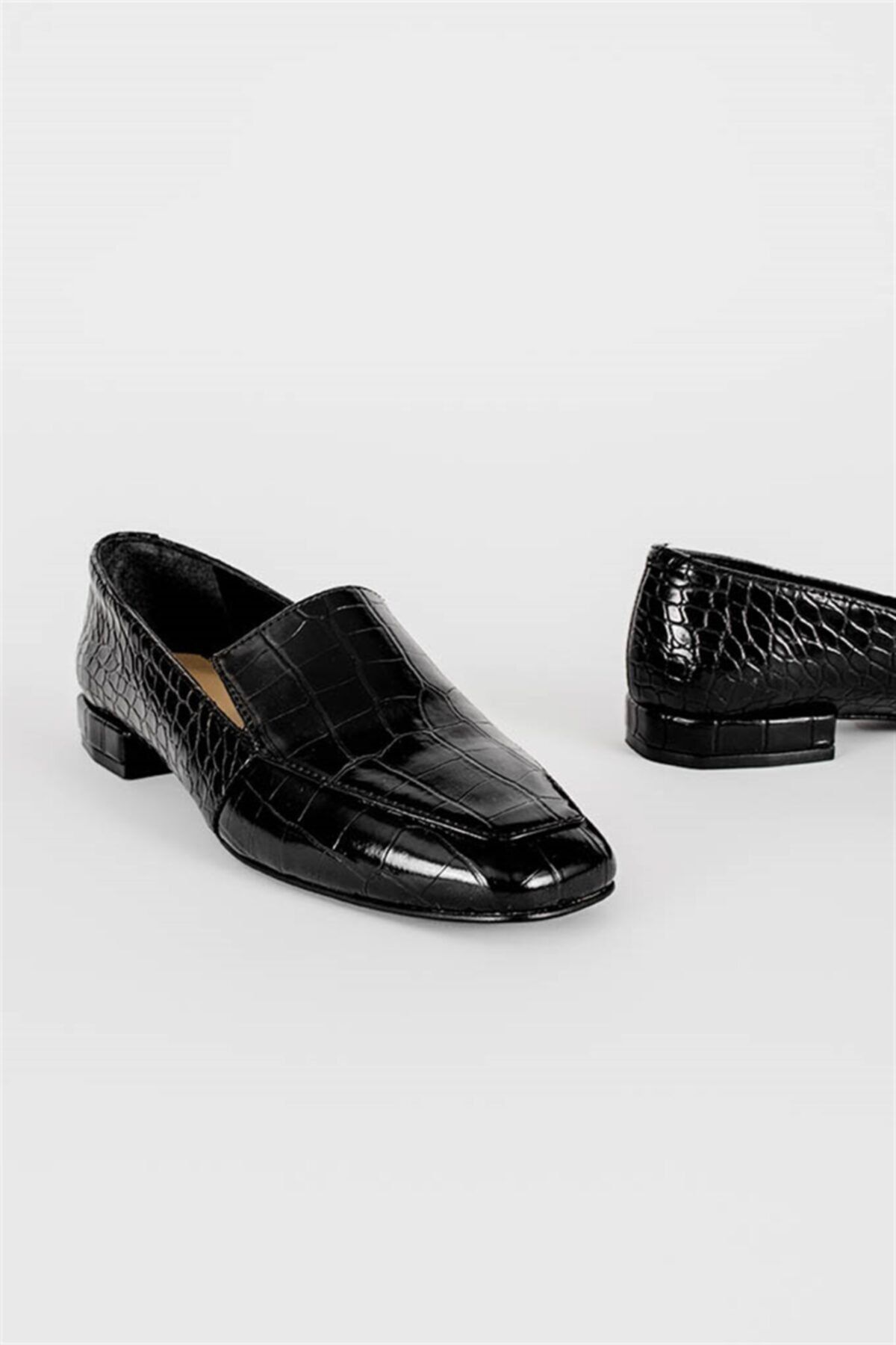 Shoes & More Erkek Siyah Croco Deri Loafer Ayakkabı