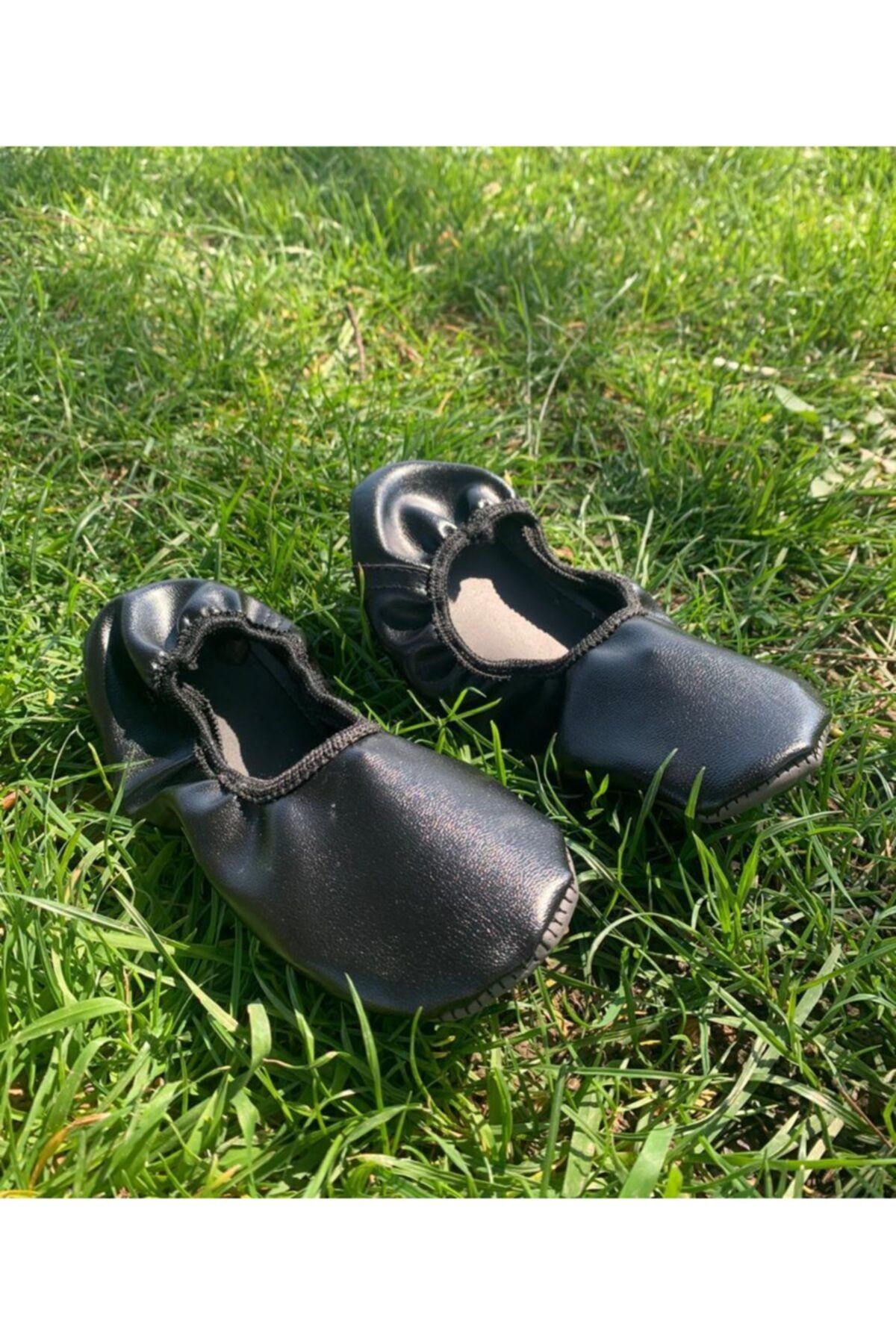 Aksulu Unisex Siyah Gösteri Ayakkabısı Pisi Pisi Babet Ayakkabı