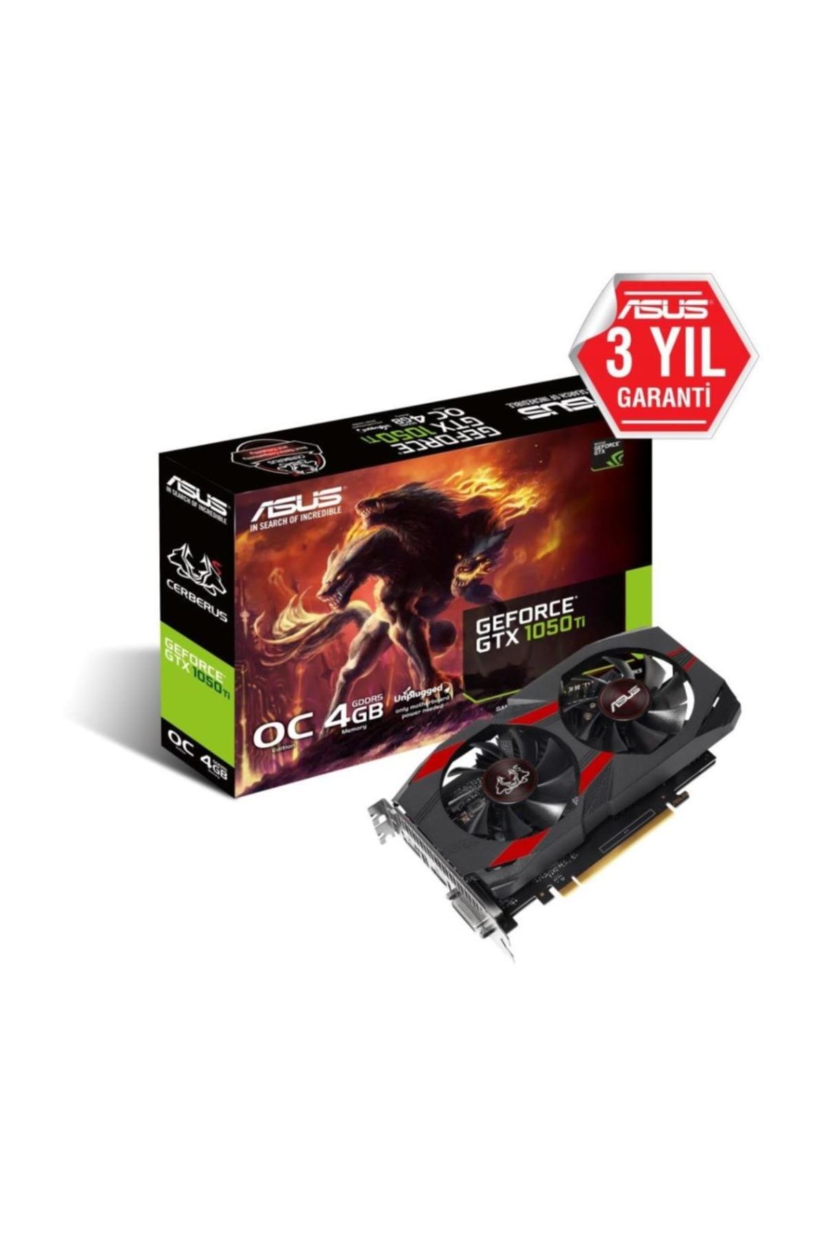 ASUS GTX1050-TI 4GB GDDR5 128BIT CERBERUS DP/HDMI/DVI (CERBERUS-GTX1050TI-O4G)