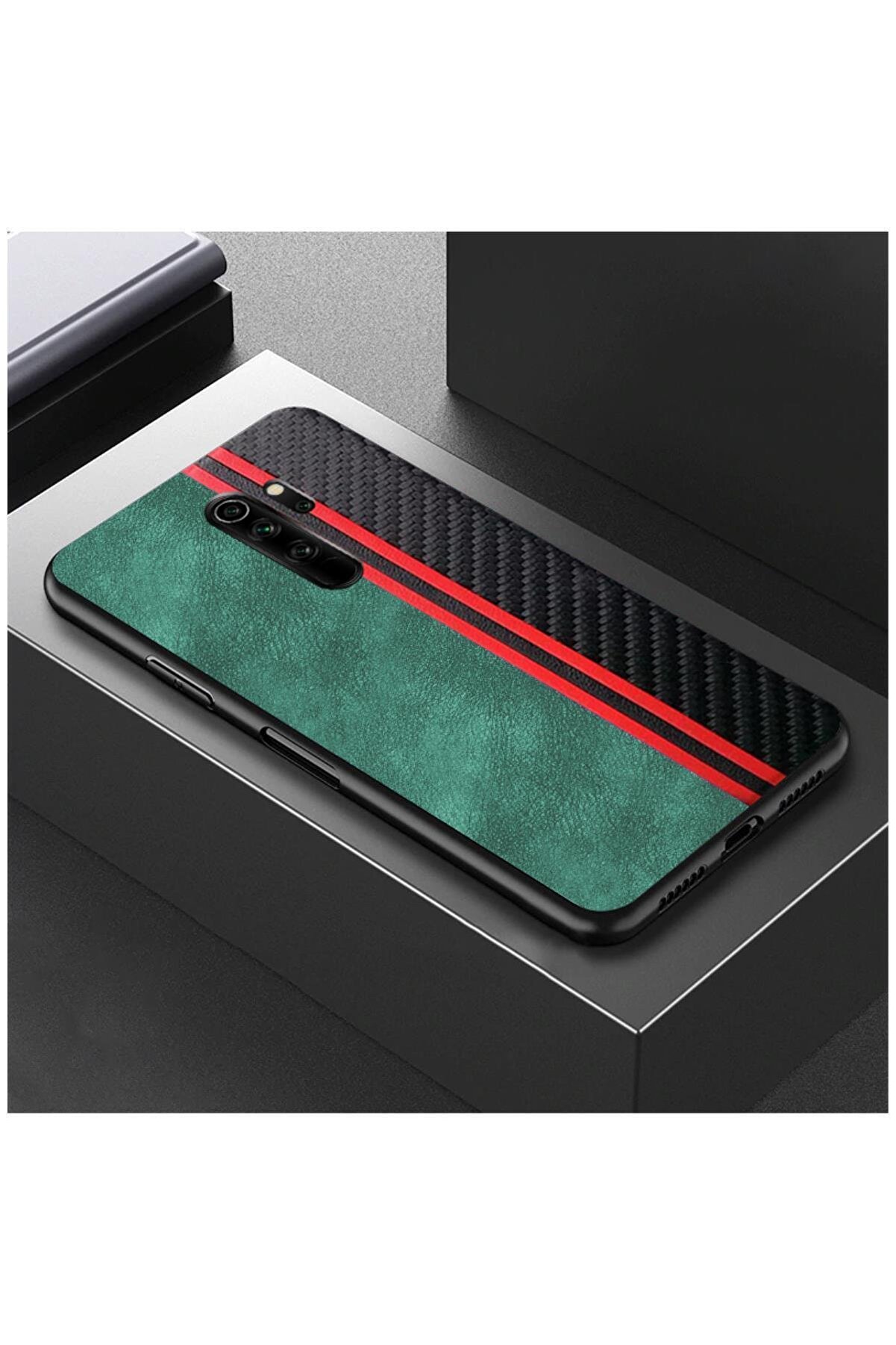 Dara Aksesuar Xiaomi Redmi Note 8 Pro Uyumlu Telefon Kılıfı Spor Deri Kılıf Yeşil