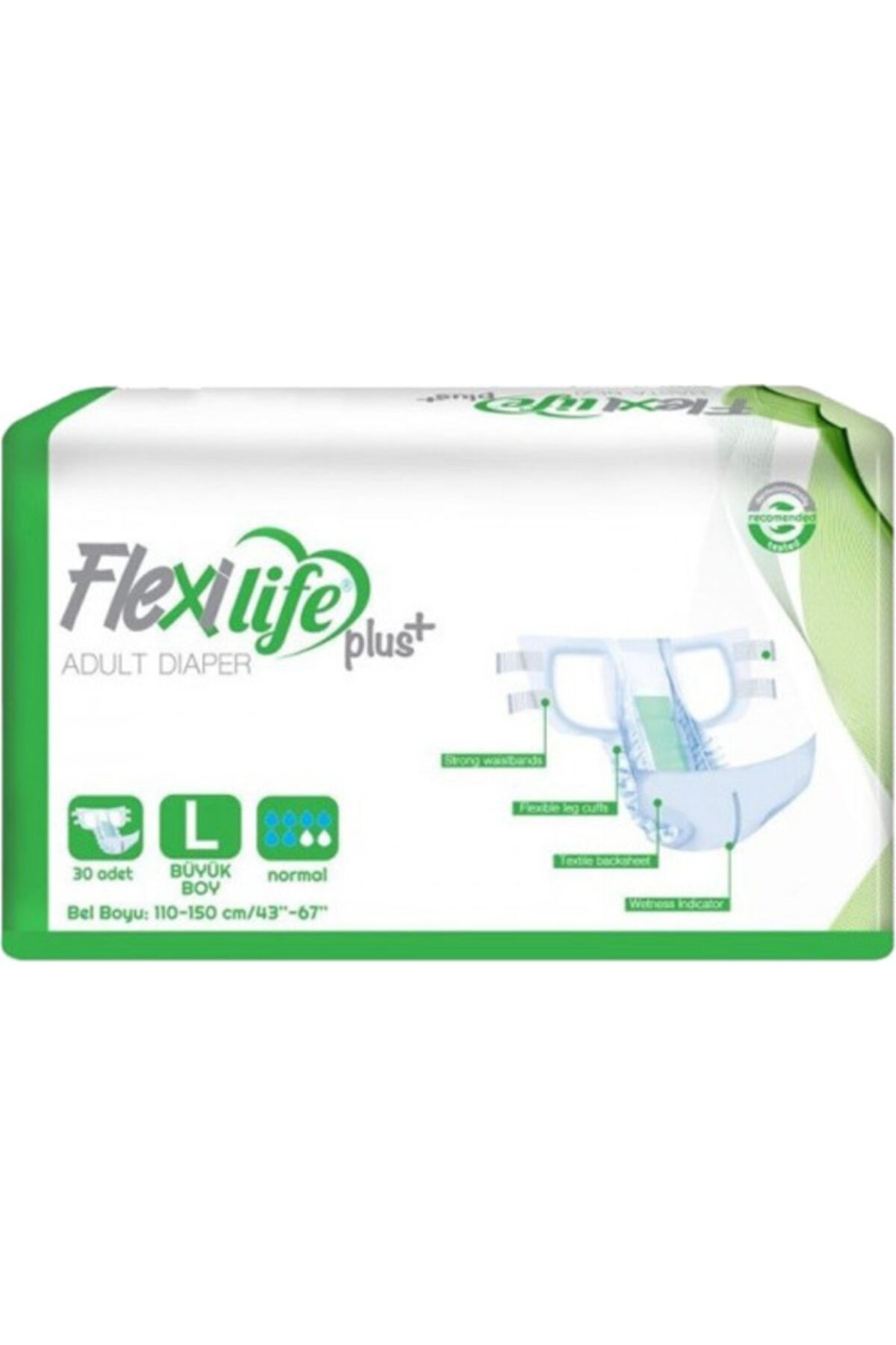 Flexi Life Flexilife Plus Yetişkin Hasta Bezi (tekstil Yüzeyli-bel Bantlı) Large 30 Lu