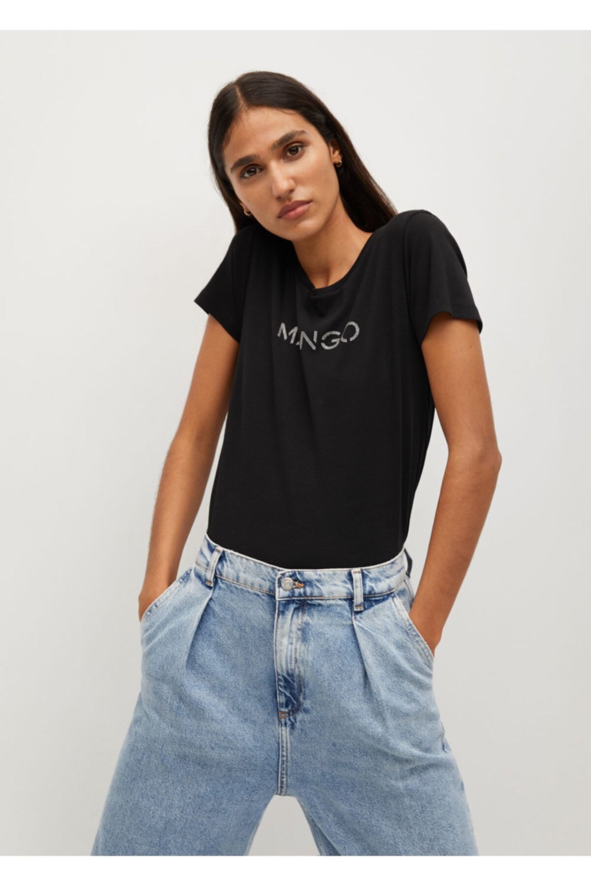 MANGO Logolu Kısa Kollu Tişört