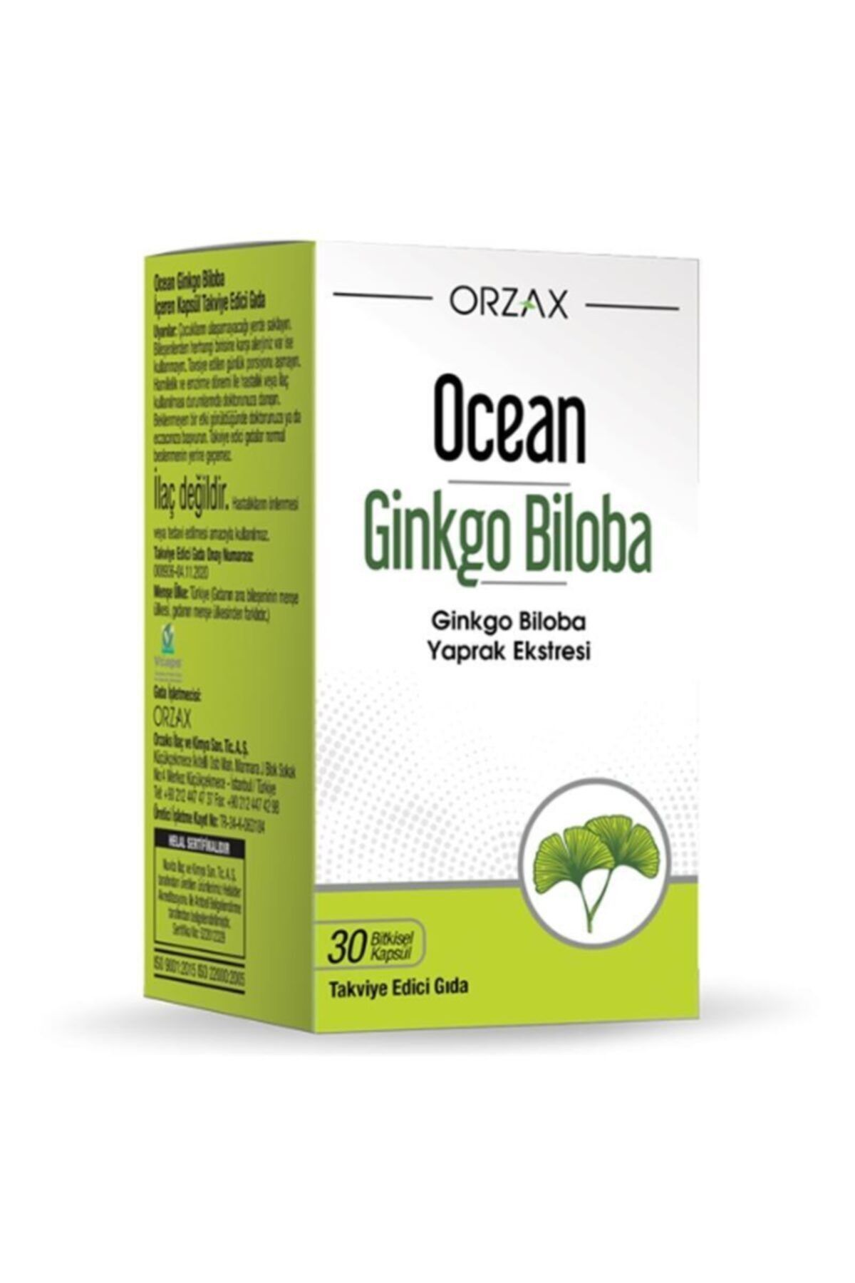 Orzax Ocean Ginkgo Biloba Takviye Edici Gıda 30 Bitkisel Kapsül