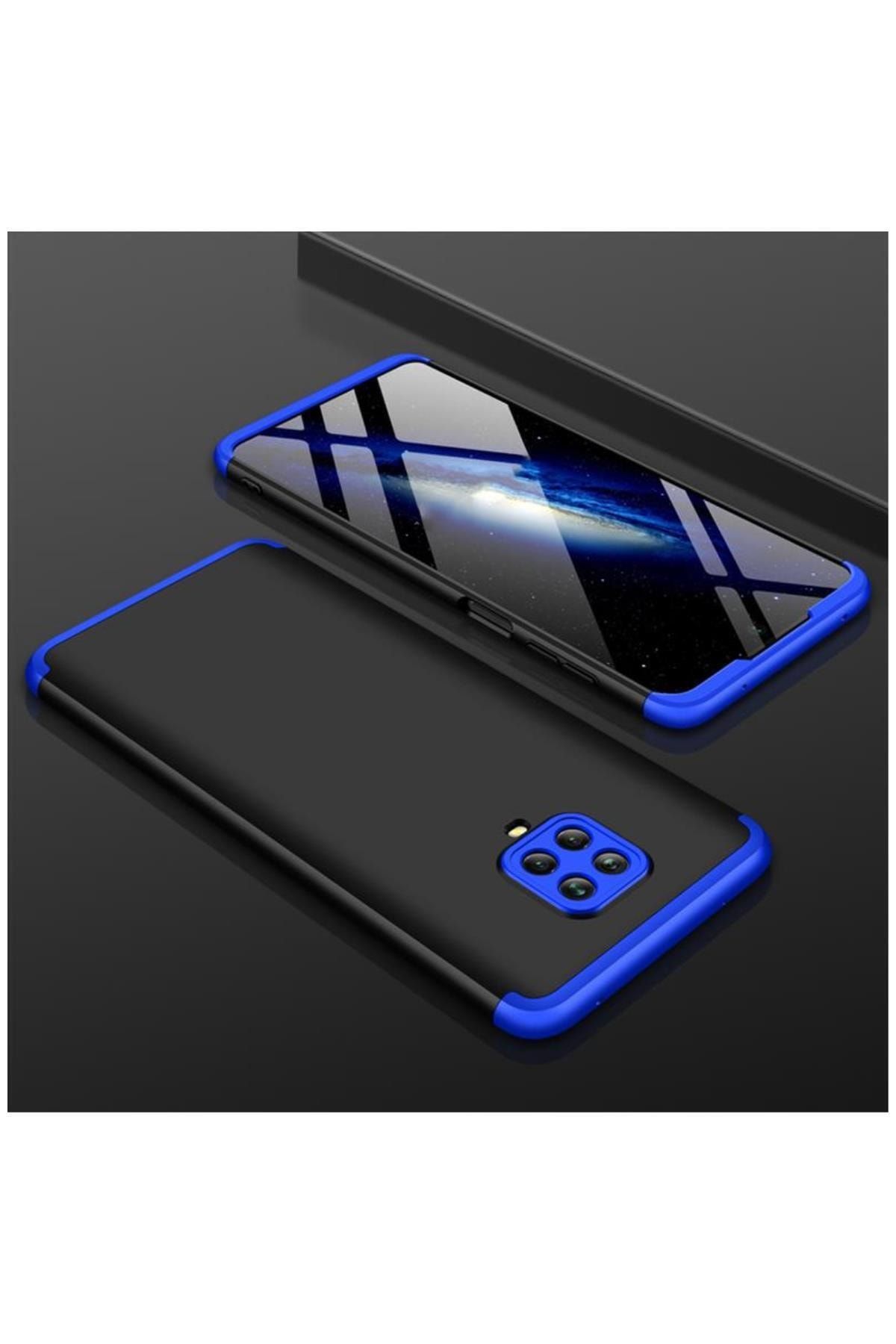 Dara Aksesuar Xiaomi Redmi Note 9 Pro Kamera Korumalı Platinum Kılıf Siyah Mavi