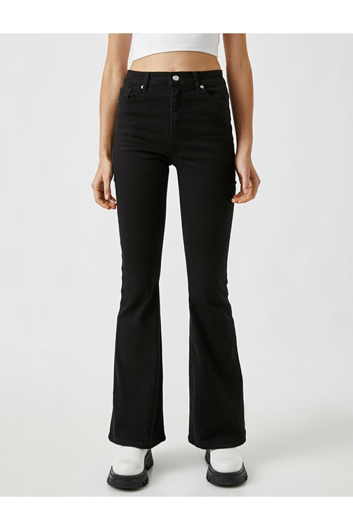 Vis a Vis Sementa Kadın Siyah Solmayan Yüksel Bel Likralı Toparlayıcı Ispanyol Jeans Pantalon
