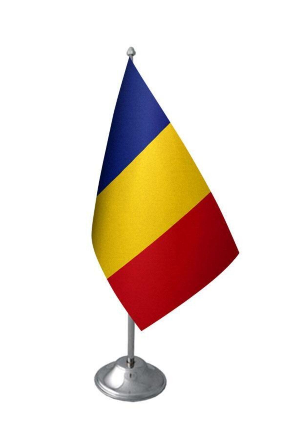 Genel Markalar Masa Üstü Romanya Bayrağı Krom Direk Masa Bayrak Seti