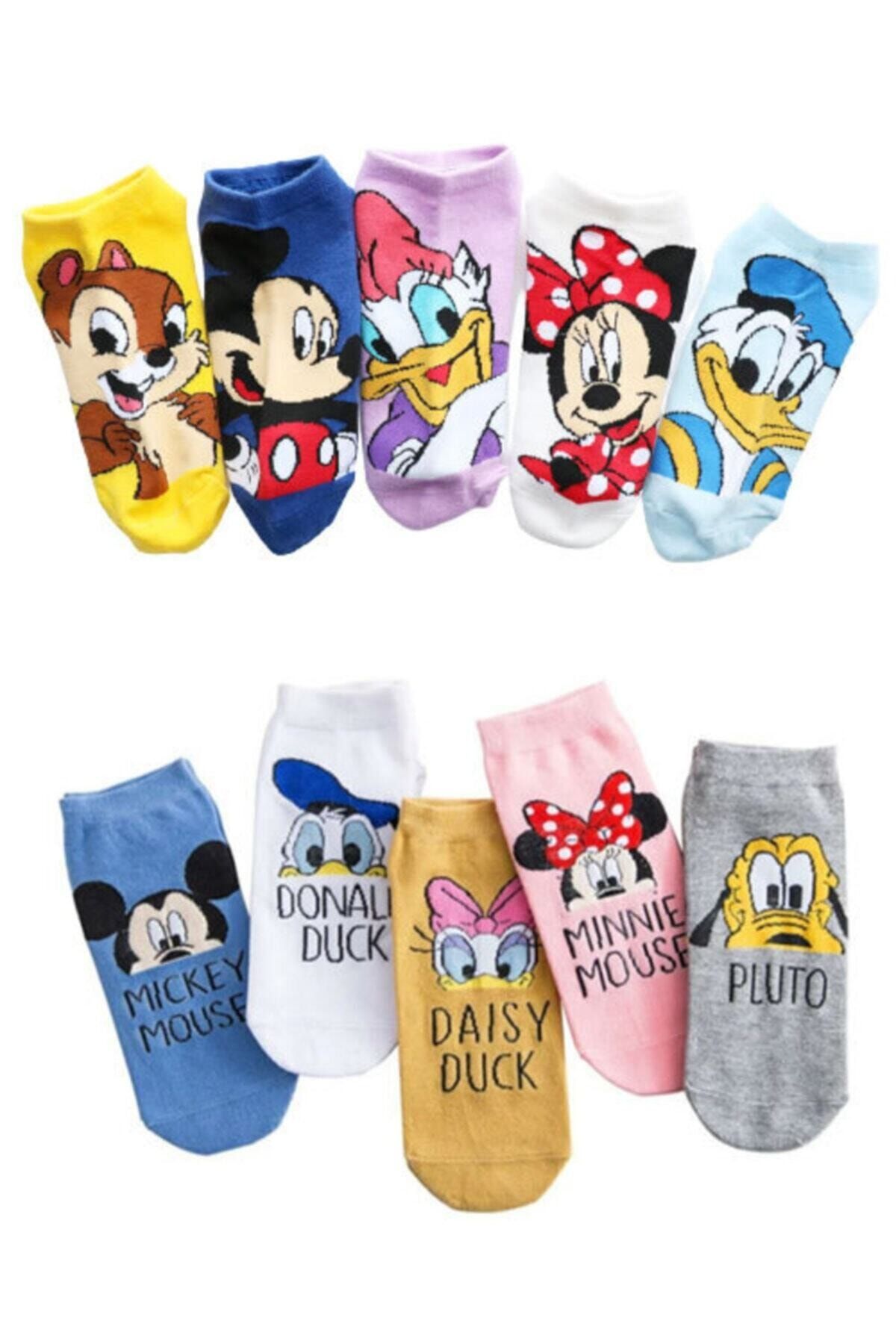 footmania 10'lu Patik Kadın Sevimli Disney Çoraplar Seti