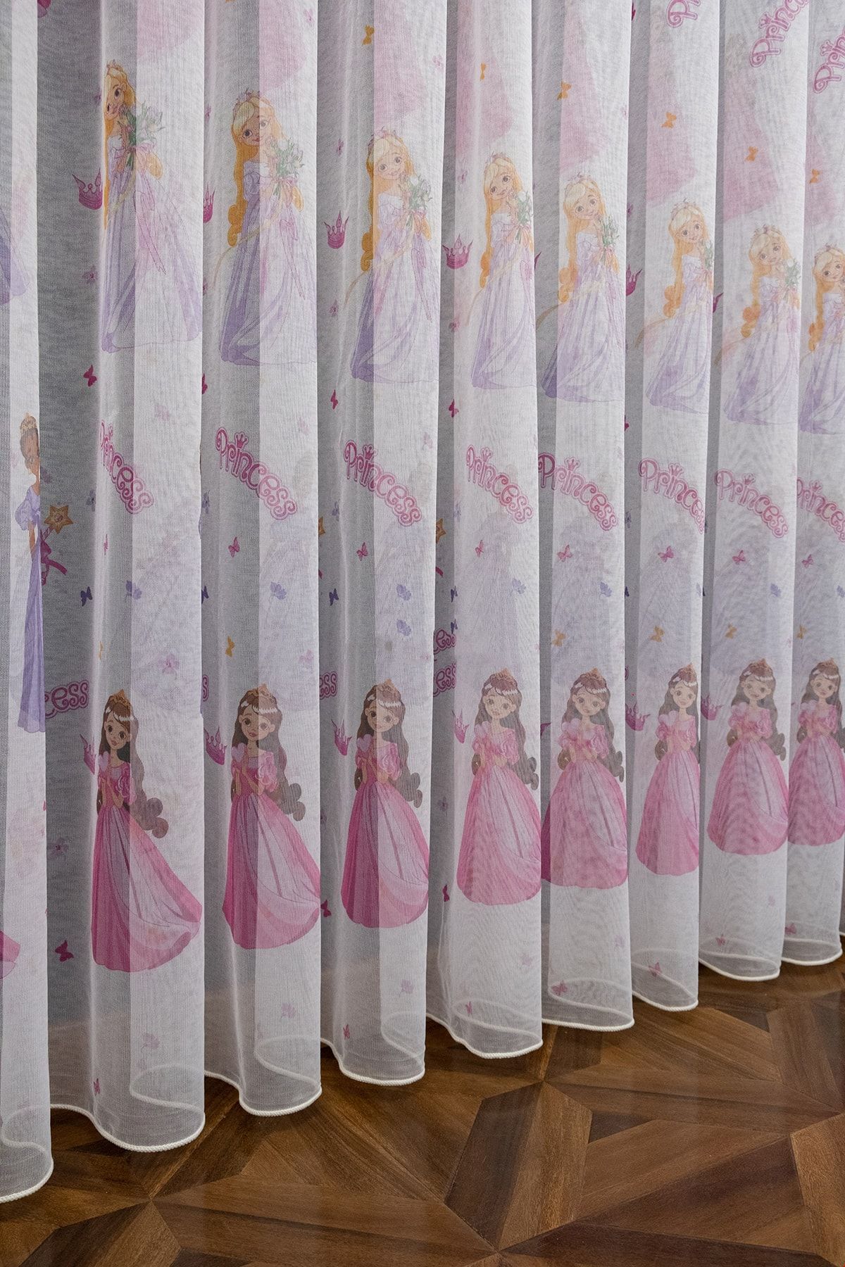 Brillant Farbateks Dikim Princess Prenses Desenli Model Renkli Kız Çocuk Odası 2kat Pileli Tül Perde