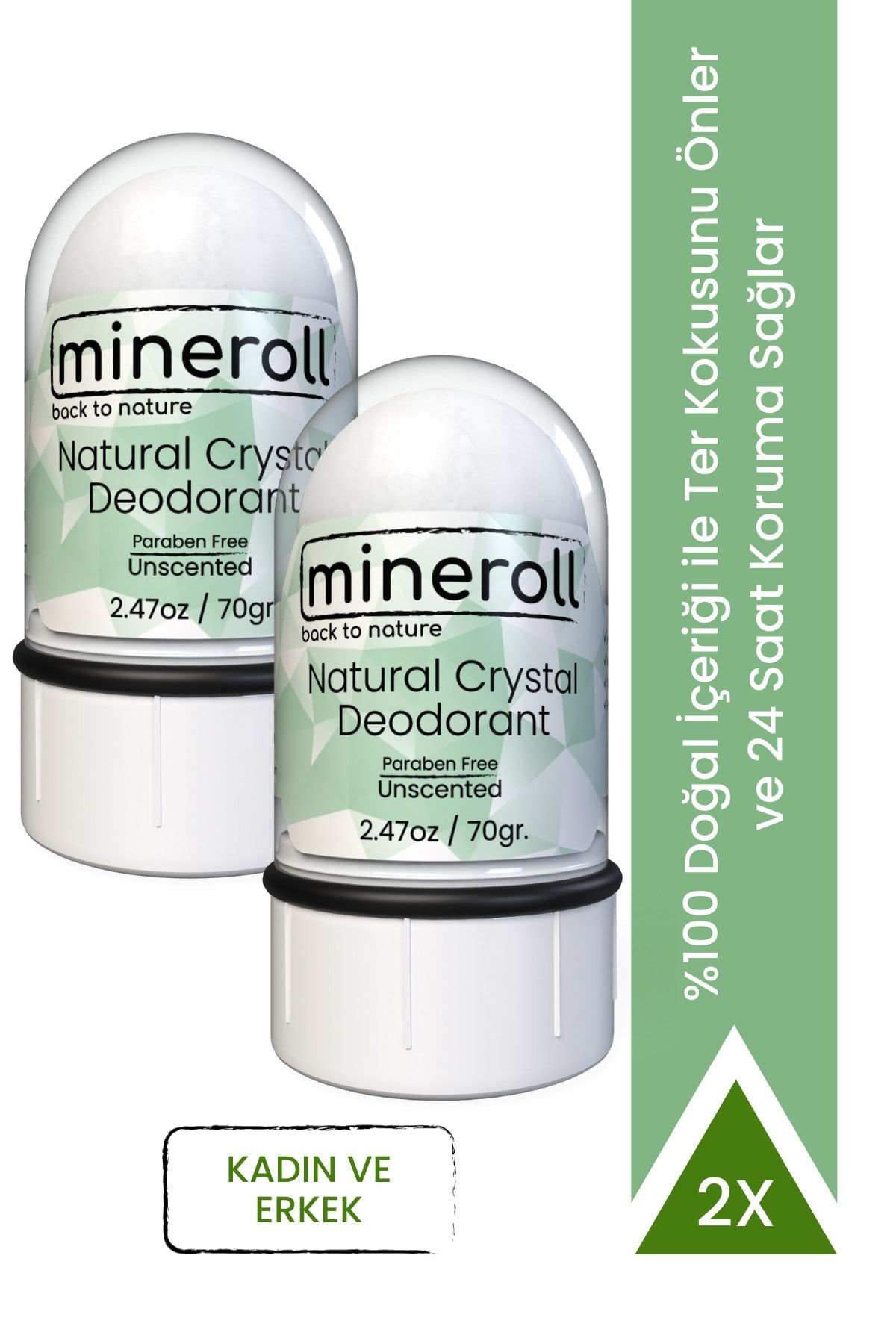 Mineroll Koltuk Altı Beyazlatıcılı Doğal Kristal Deodorant 70g 2 Adet