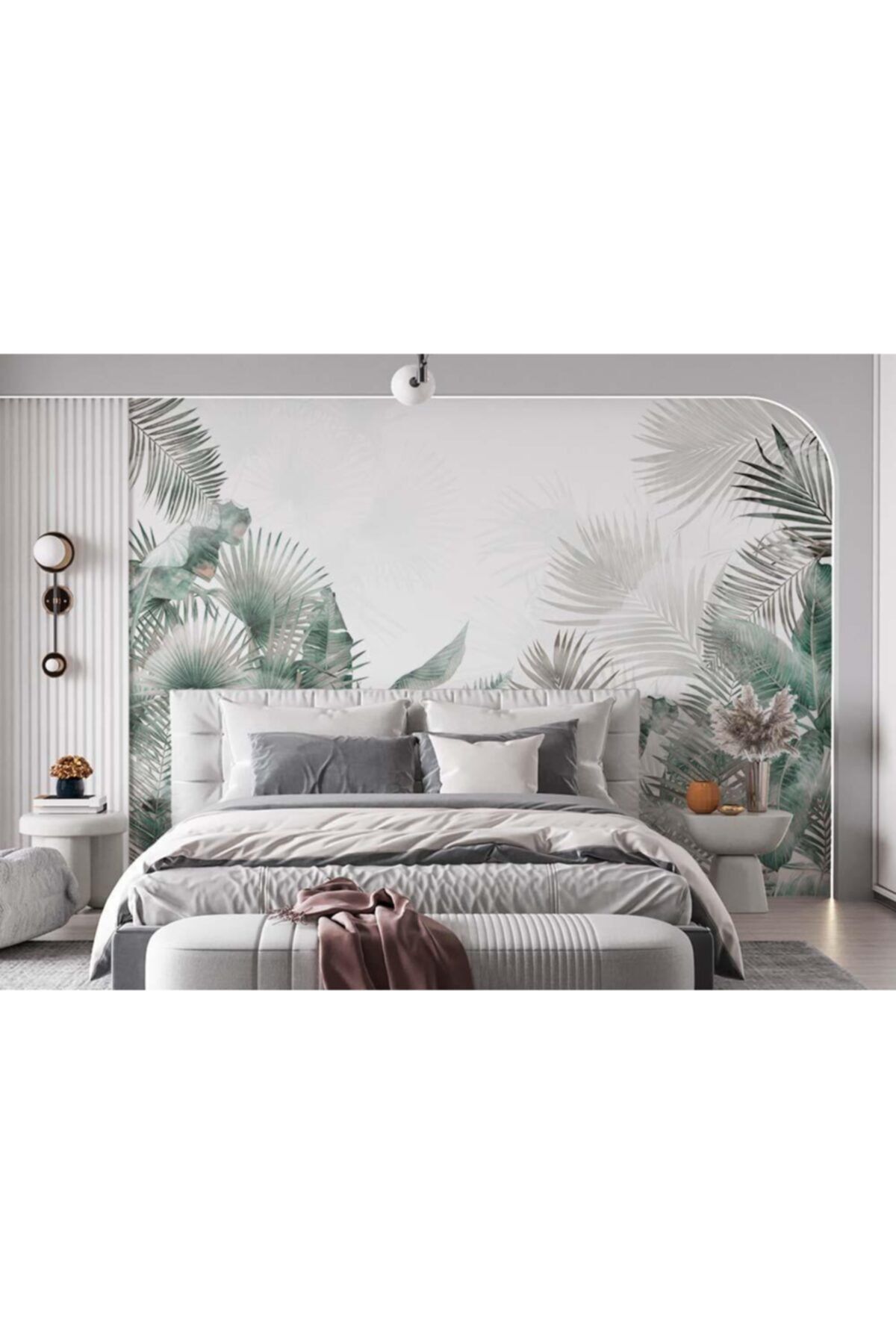 Özen Duvar Kağıtları Yatak Odası Duvar Kağıdı Tropikal Yapraklar