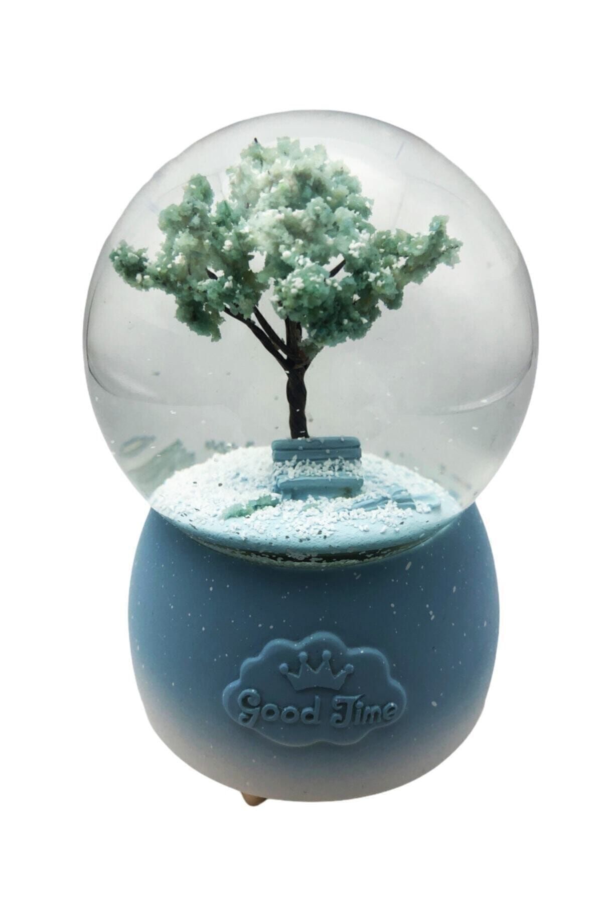 ÇETİN ACCESSORİES Hayat Ağacı Tasarımlı Otomatik Kar Üflemeli Büyük Boy Renk Değiştiren Müzikli Işıklı Kar Küresi