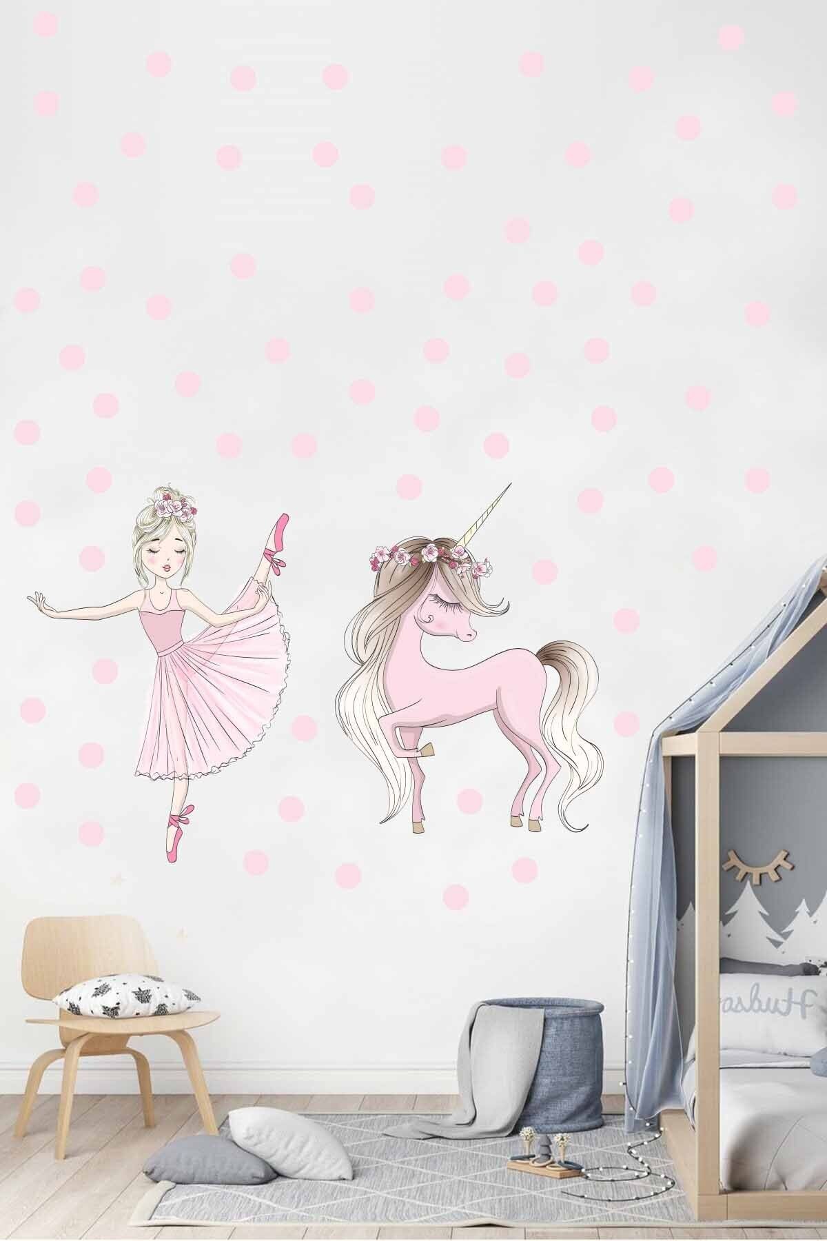 KT Decor Balerin ve Unicorn Çocuk Odası Sticker