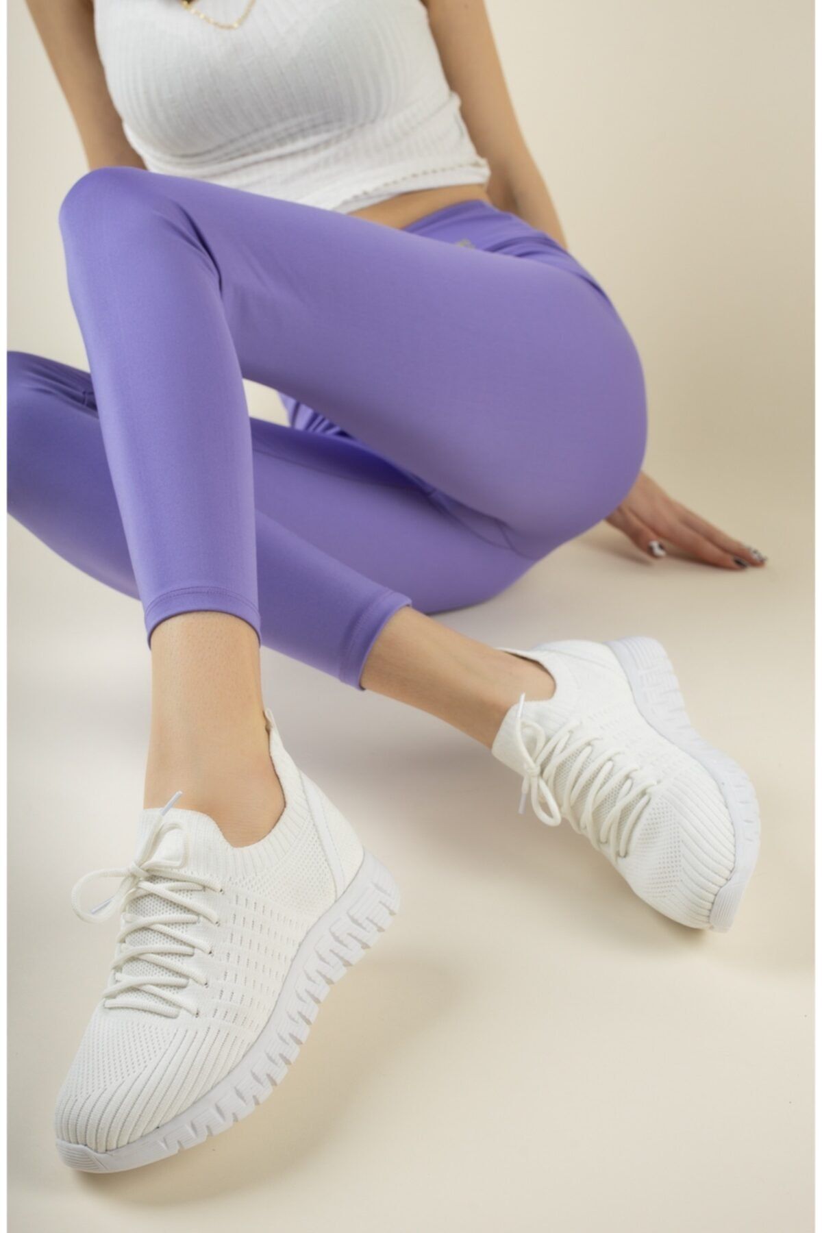 meyra'nın ayakkabıları Kadın Beyaz Triko Sneaker