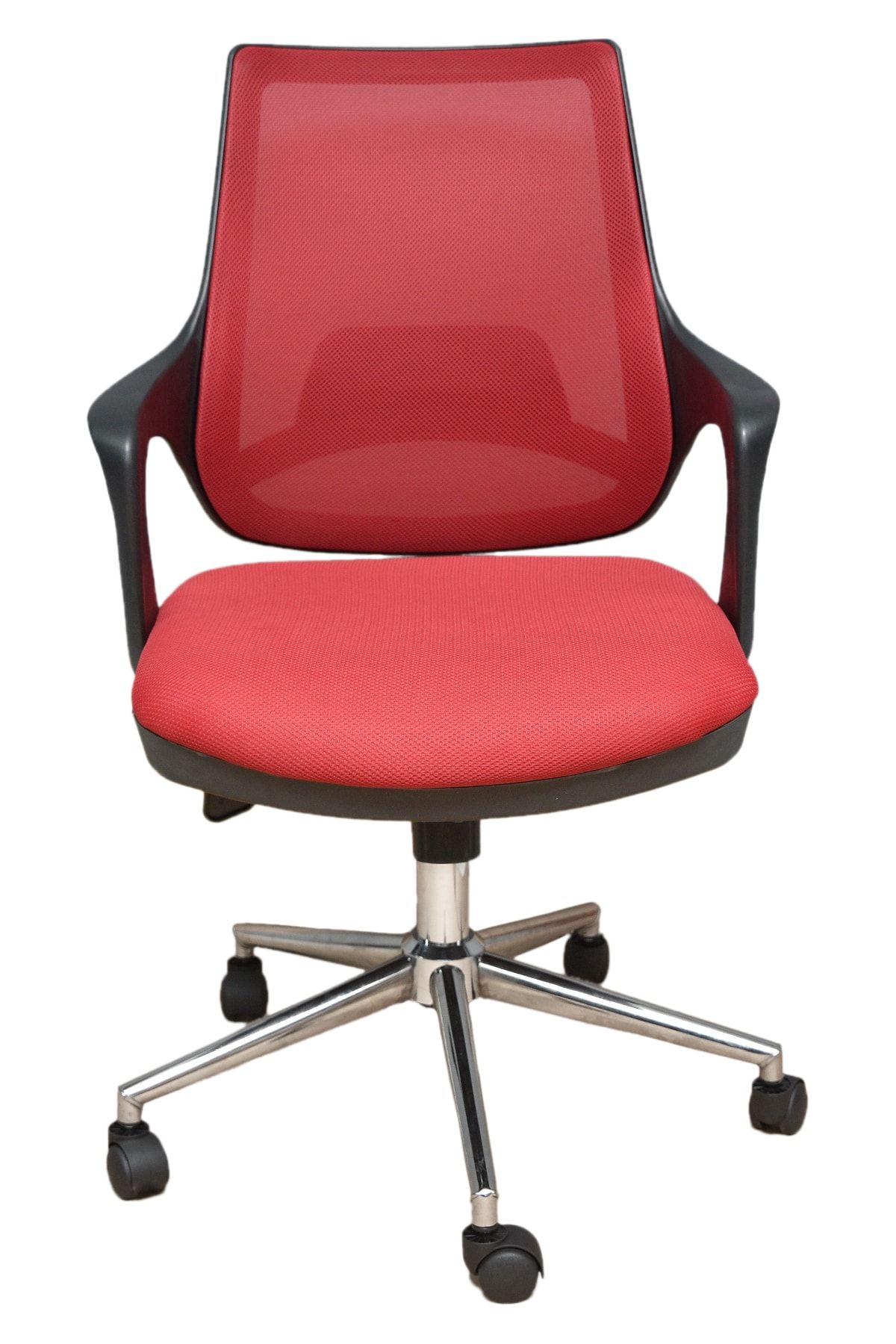 Porziyon Kontez Büro Çalışma Koltuğu Öğrenci Sandalyesi Krom Ayak Renk Kırmızı