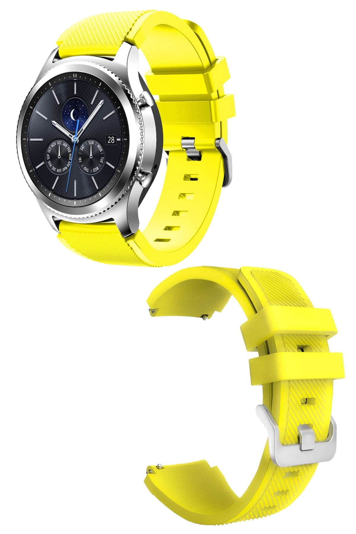 Huawei Watch Gt 2 Pro Uyumlu Klasik Çizgi Desenli 22mm Silikon Kordon
