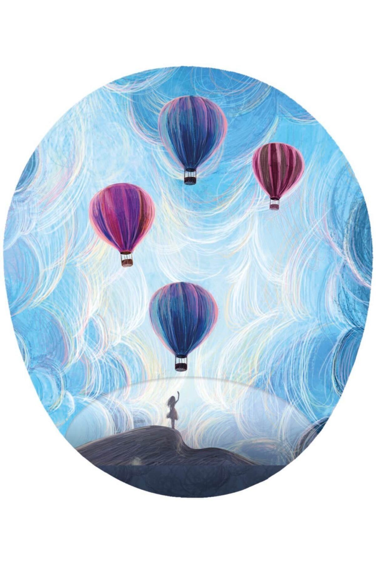 MAĞAZA DEPOM Bilek Destekli Mouse Pad - Hava Balonlarını Uğurlayan Kadın Görselli