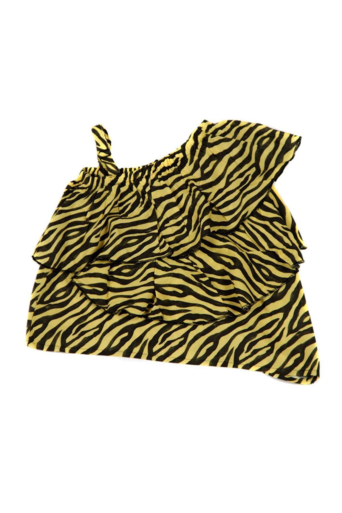 Pattaya Kids Kız Çocuk Zebra Desenli Tek Omuz Askılı Bluz 7-14 Yaş C19w-ck2993