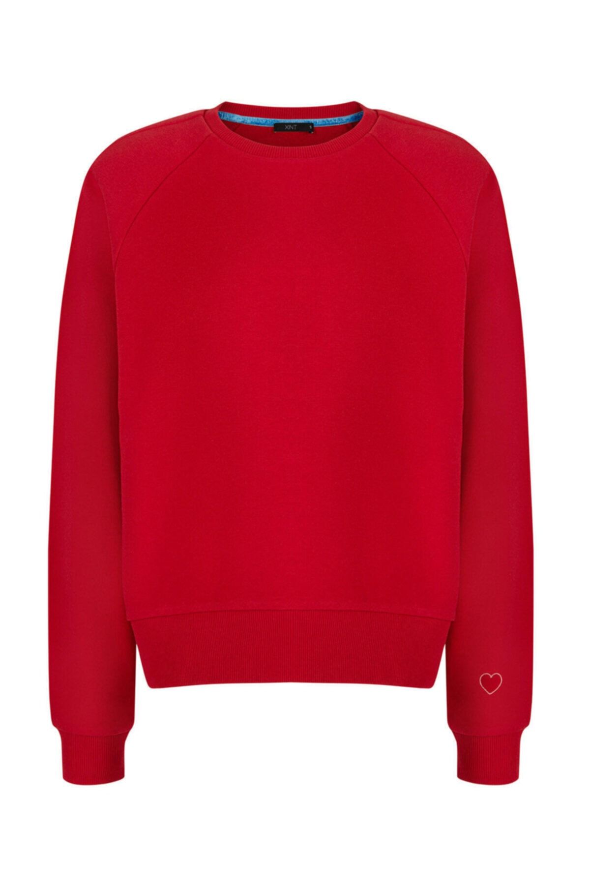 Xint Kadın Kırmızı Pamuklu Rahat Kesim Vatkalı Sweatshirt