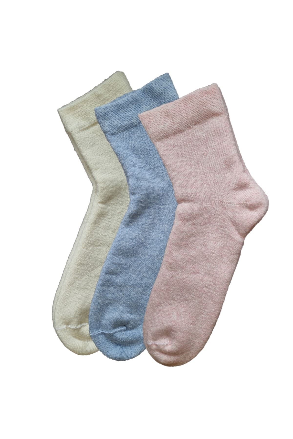 Doğanay 3'lü Kadın Çorap Havlu Kışlık Soft Ev Çorabı Yüksek Pamuklu Dikişsiz
