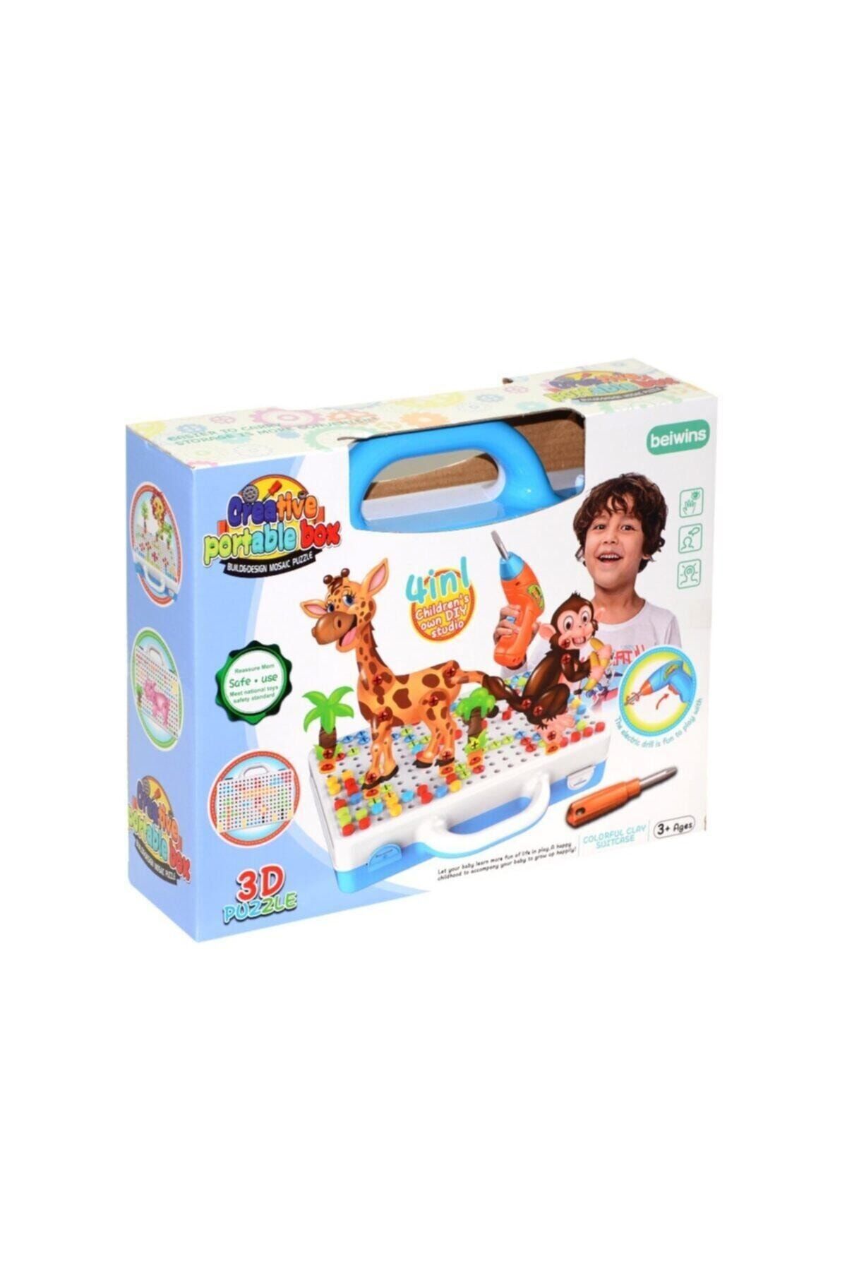 Muhcu Toys Erkek Çocuk 198 Parça 3d Puzzle Ile Renkli Matkaplı Creative Oyun Seti