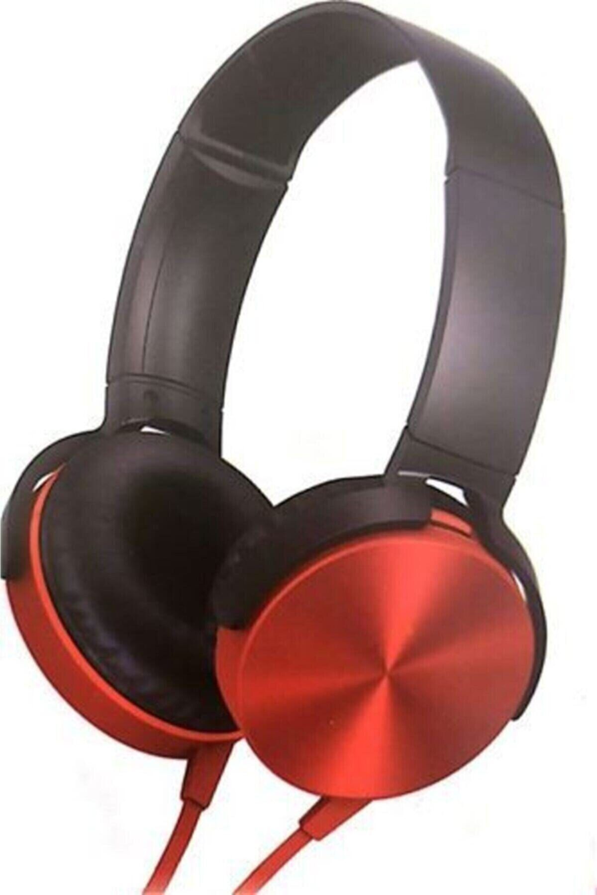 Genel Markalar Extra Bass Kulaklık Yüksek Kalite Muhteşem Ses Mikrofonlu Oyuncu Gamer Stereo Kırmızı