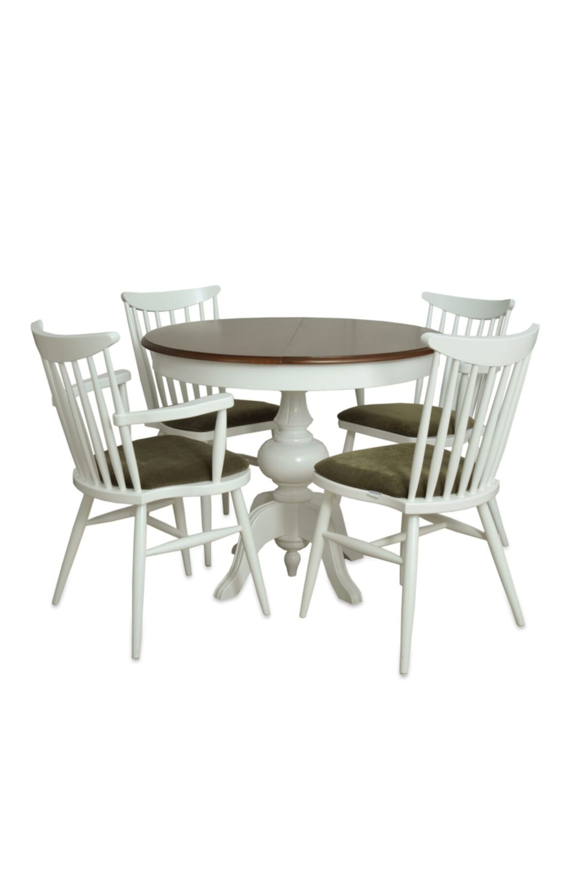meser mobilya Ezine Beyaz Yuvarlak Baba Ayak Mdf Açılır Q90x120 Mutfak Masası /teksas Mutfak Sandalye Masa Takımı
