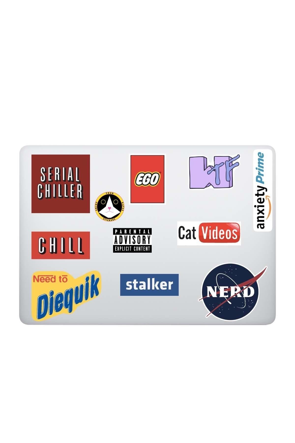 Katze Stickers Brands Temalı Laptop Notebook Tablet Sticker Seti (10 ADET) Br-01