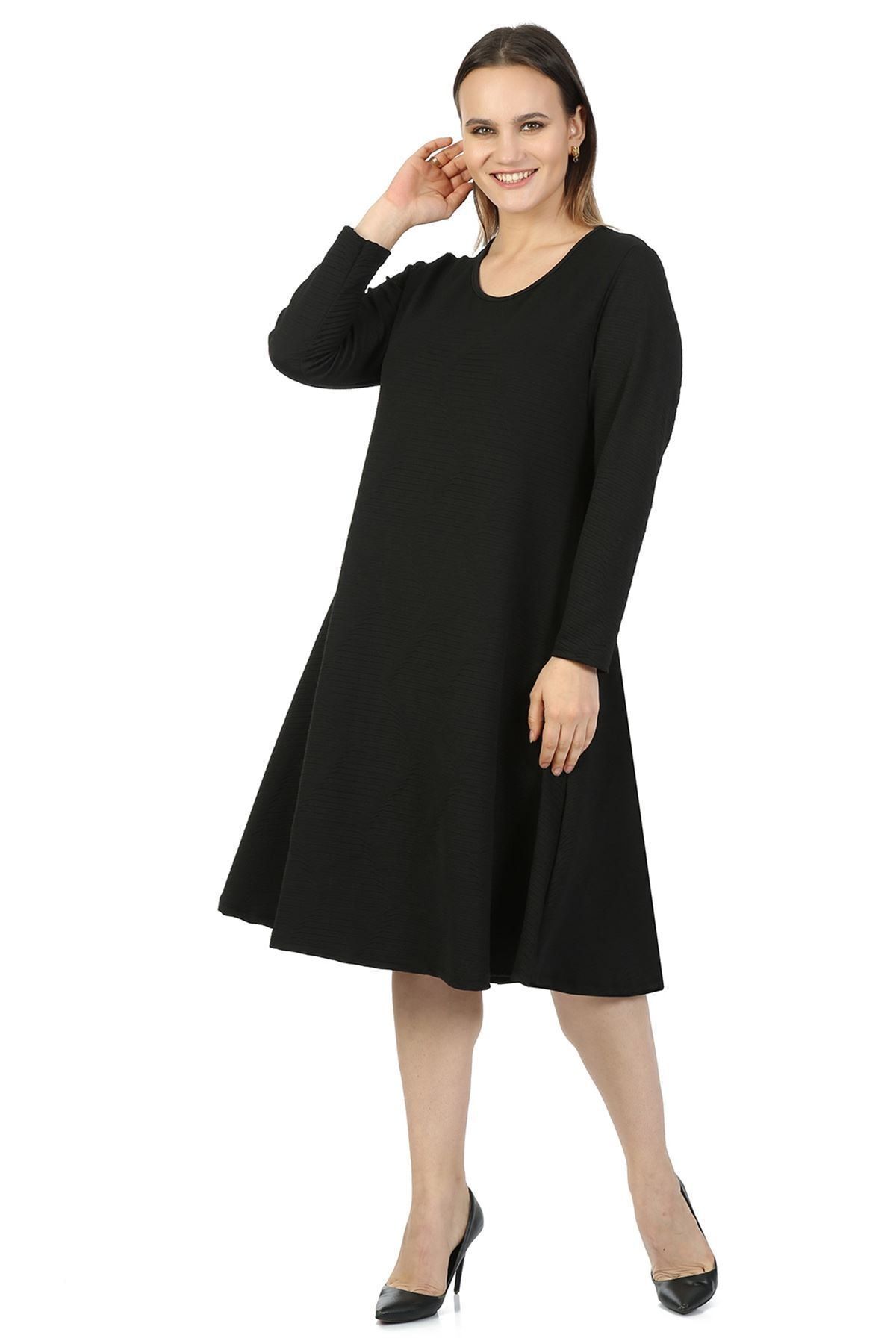 modayız Siyah Kloş Büyük Beden Elbise 34d-1421