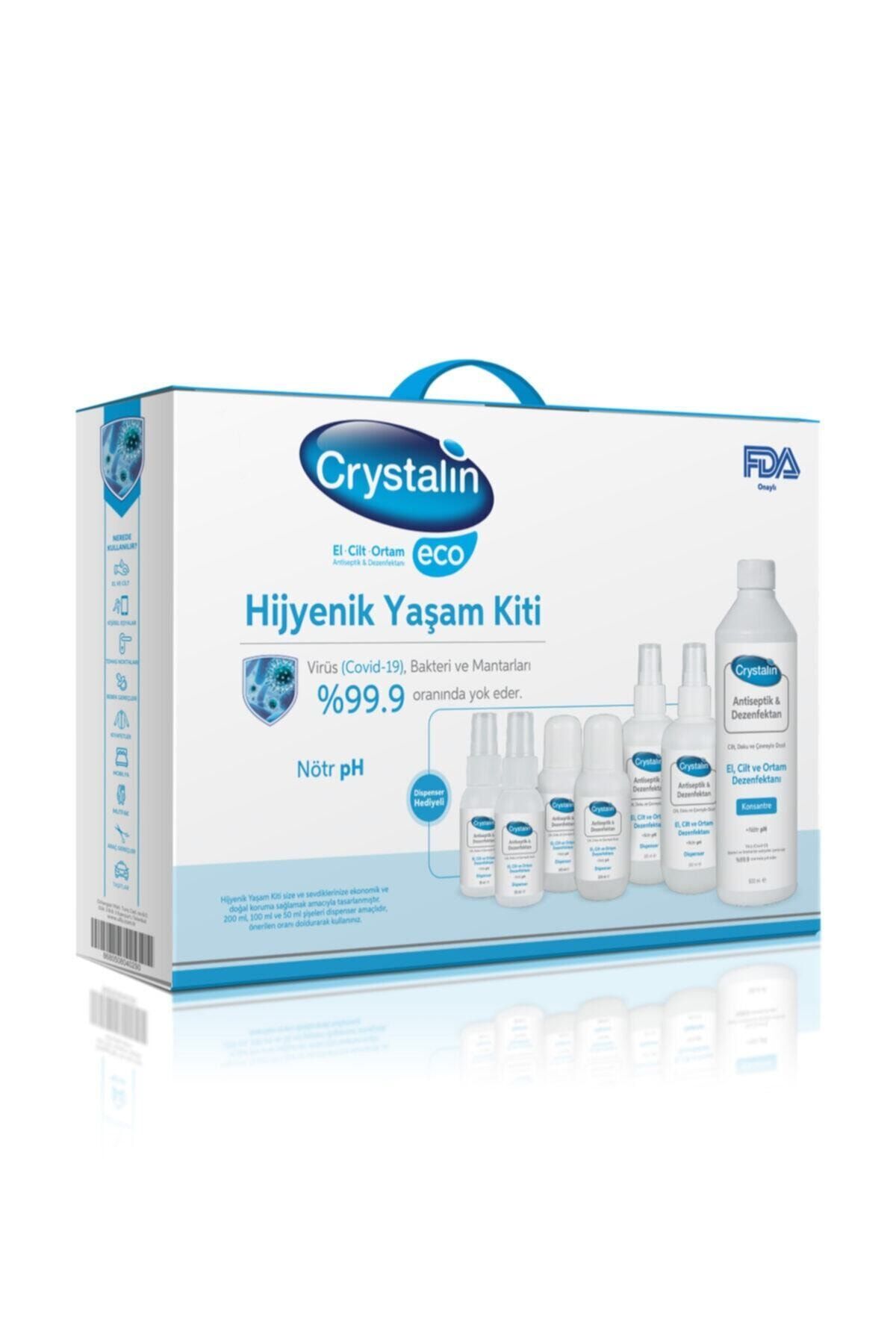 Crystalin El Cilt Ortam İçin Antiseptik Dezenfektan Seti Eco 5 Litre ( 500 ml*10 )