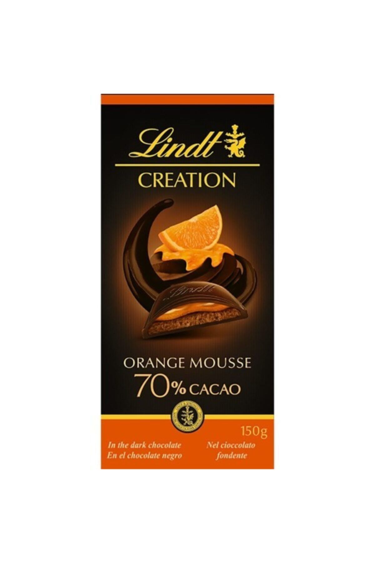 Lindt Lındt Creatıon Dunkle Schokolade 70% Kakao Gefüllt Mit Orangenmousse Tafel 150 G