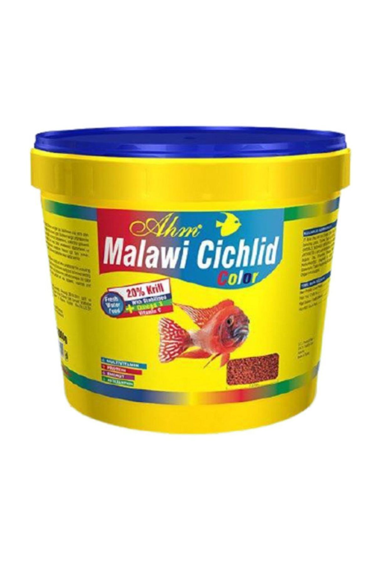 Ahm Malawi Cichlid Granulat Colour Balık Yemi 3 Kg Kova
