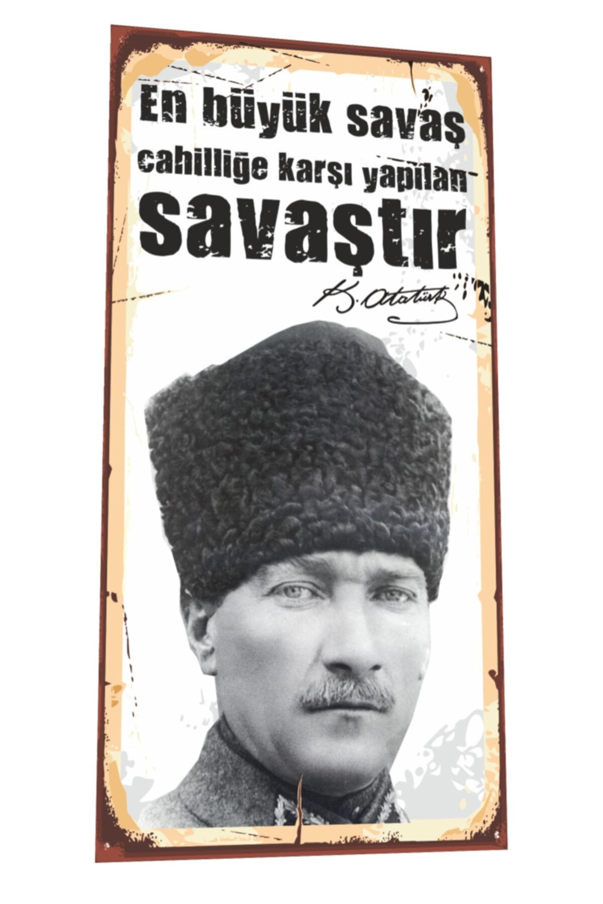 Hayat Poster Mustafa Kemal Atatürk Sözleri Mini Retro Ahşap Poster-6