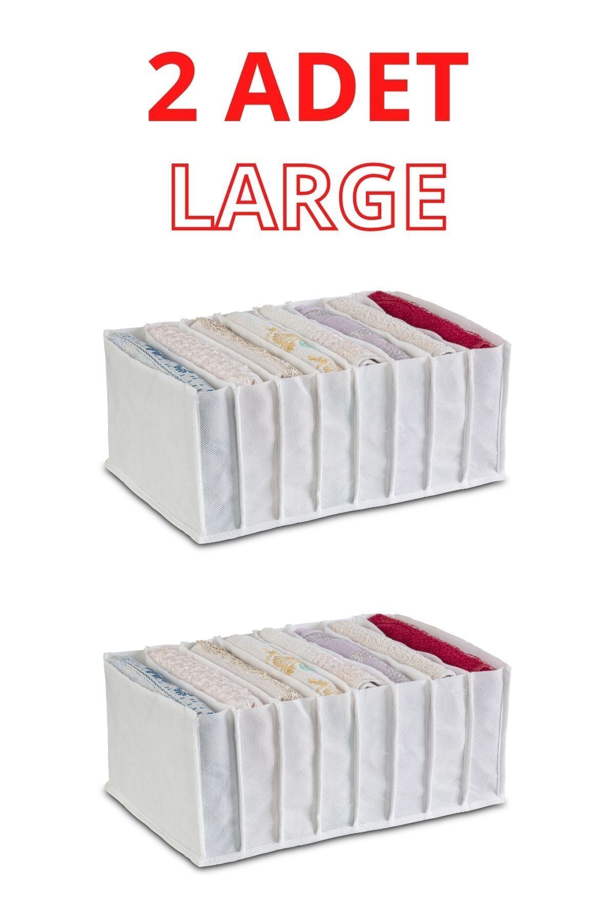 Ophelias Touch 2 Adet Large Organizer Çekmece Düzenleyici Yıkanabilir Dolap Içi Düzenleyici Beyaz Kalın Kumaş