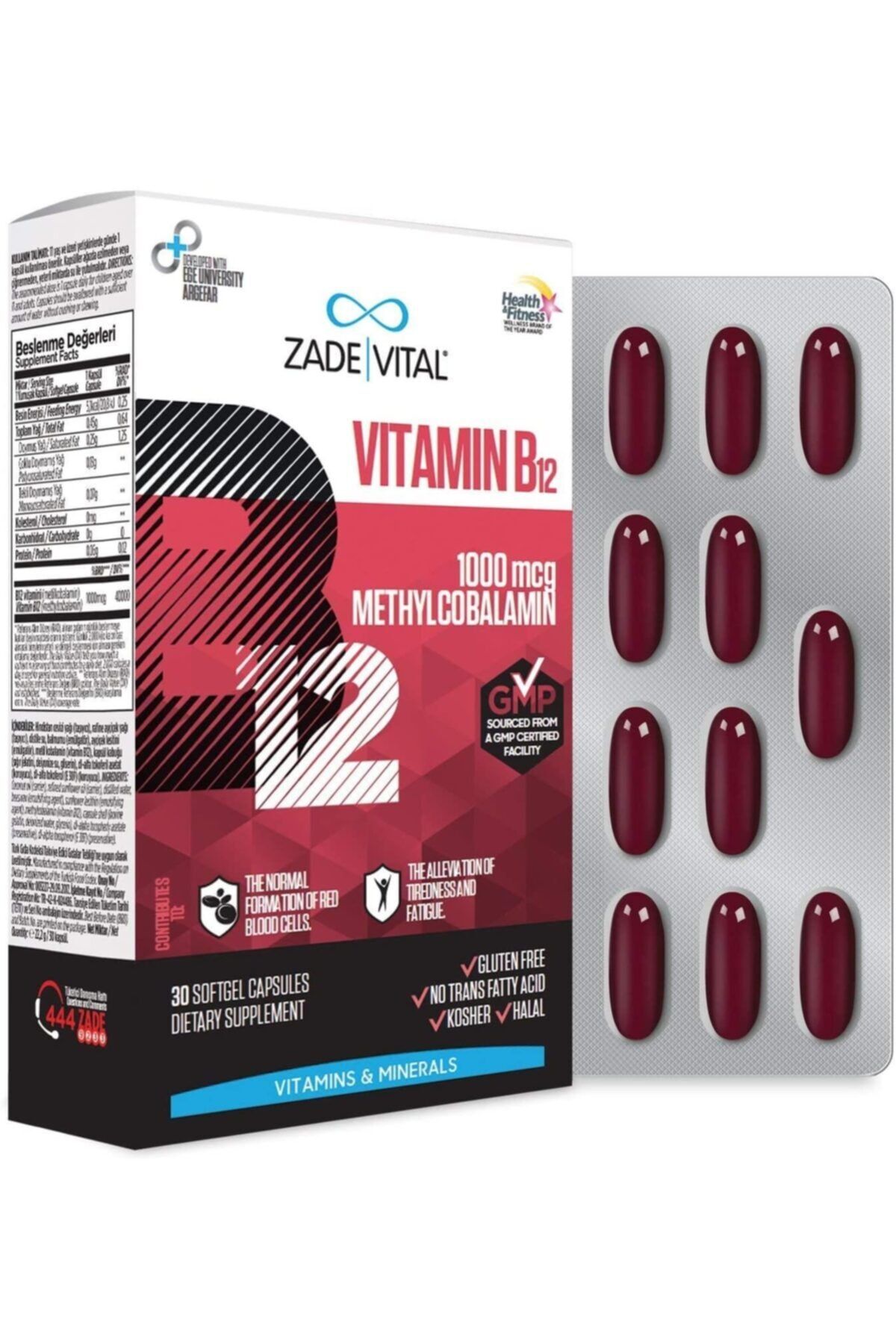 Zade Vital B12 Vitamini 30 Kapsül Blister