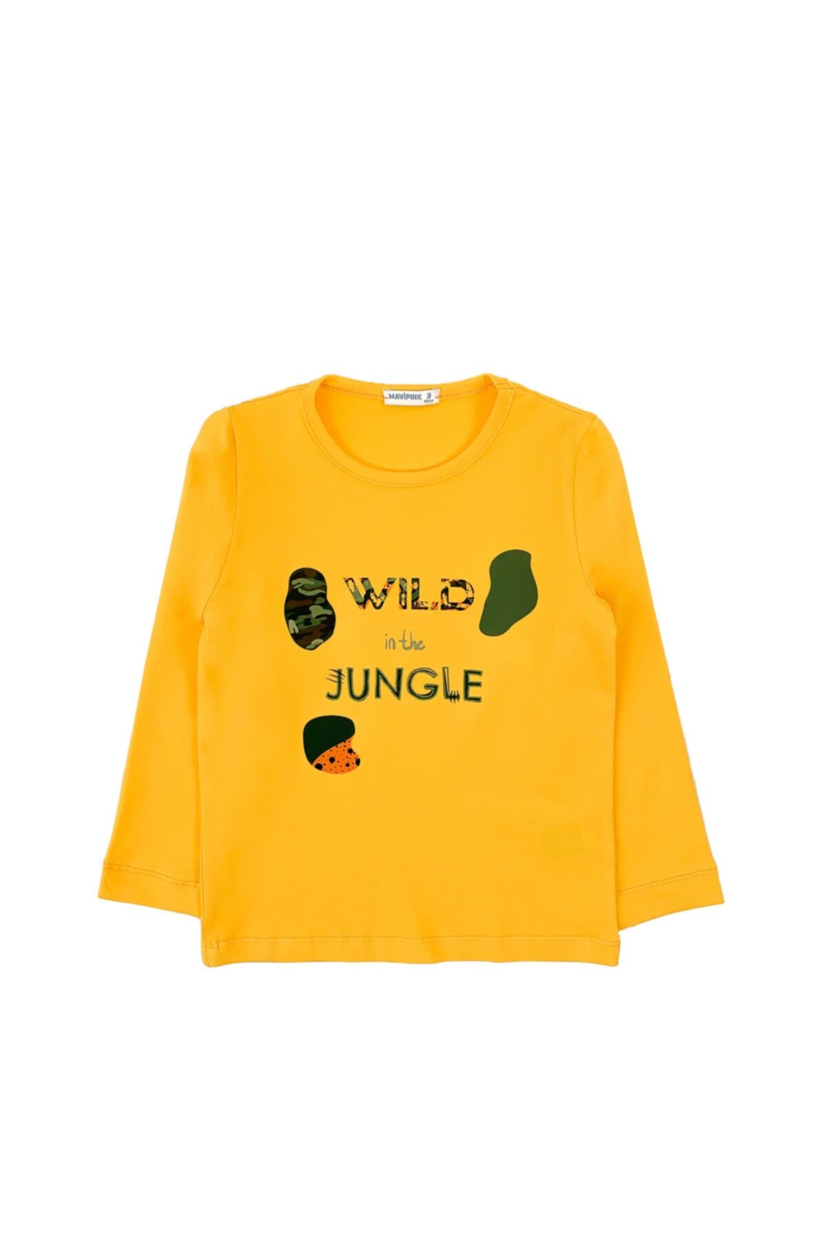 Mavipink Erkek Çocuk Sarı Wıld In The Jungle Basklı Pamuklu Uzun Kol Tshirt