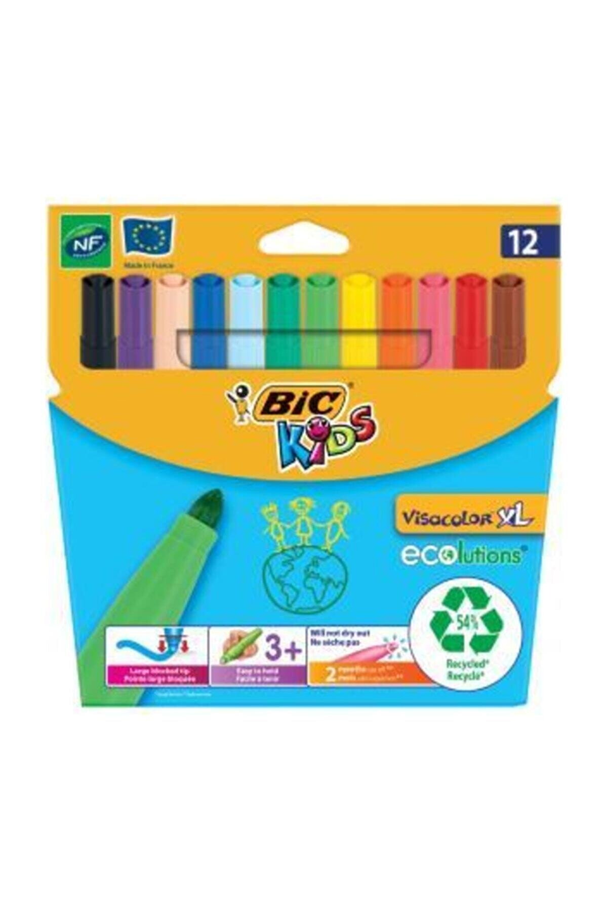 Bic Kids Visacolor Xl Ecolutions Colouring Jumbo Keçeli Kalem 12 Li Kampanyalı