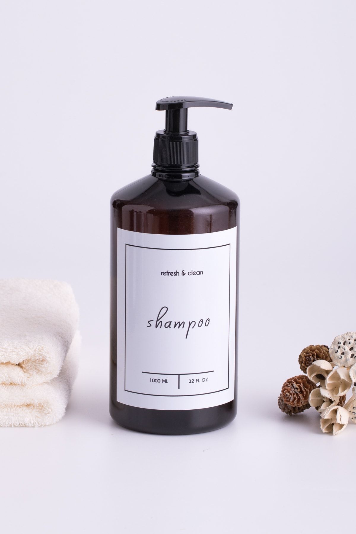 RULİNA Amber Cam Görünümlü Plastik Shampoo (şampuan) Şişe 1000ml