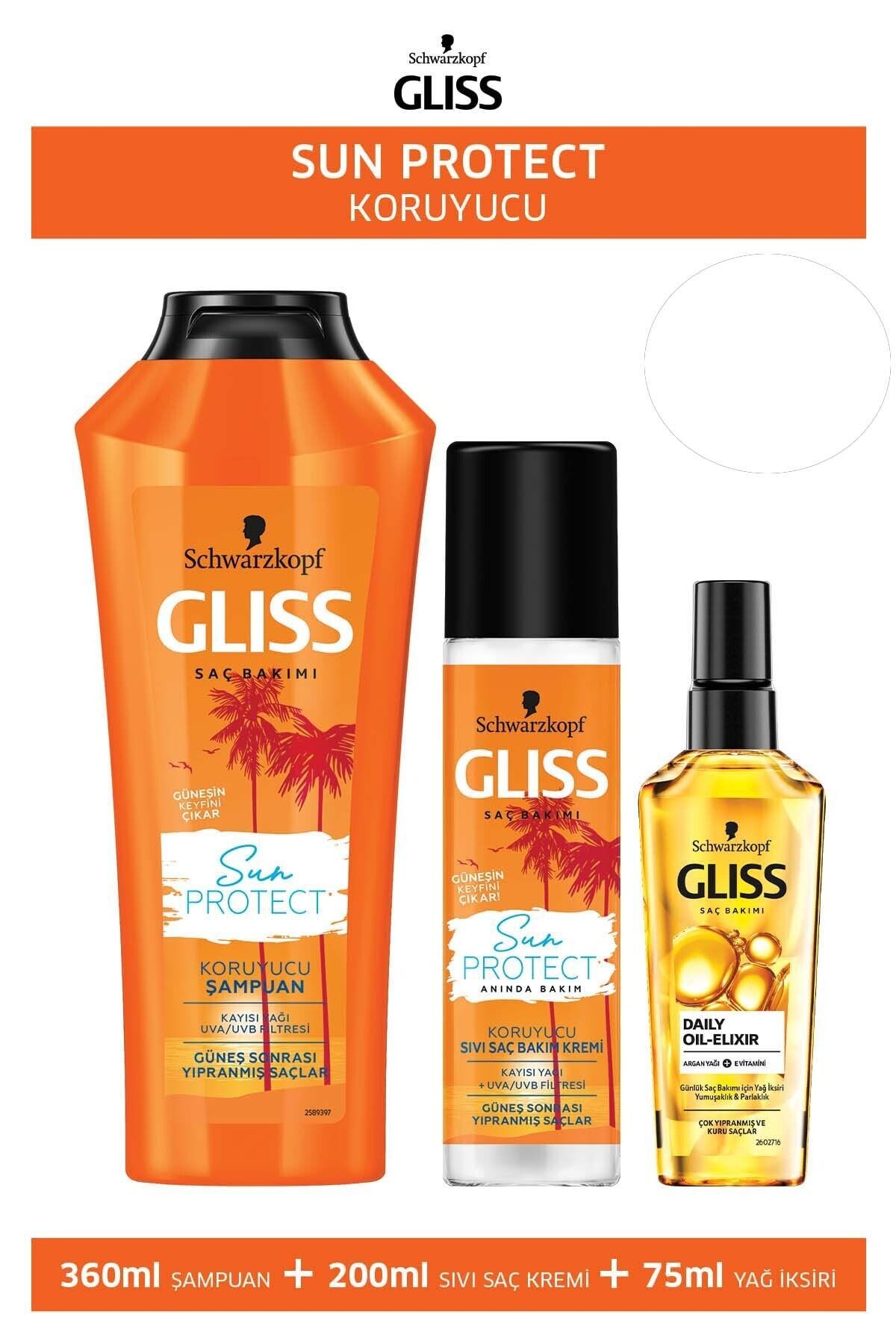 Gliss Sun Protect Güneşe Karşı Koruyucu Şampuan 360 Ml+sıvı Saç Kremi 200 Ml+oil Elixir Yağ Iksiri 75 Ml